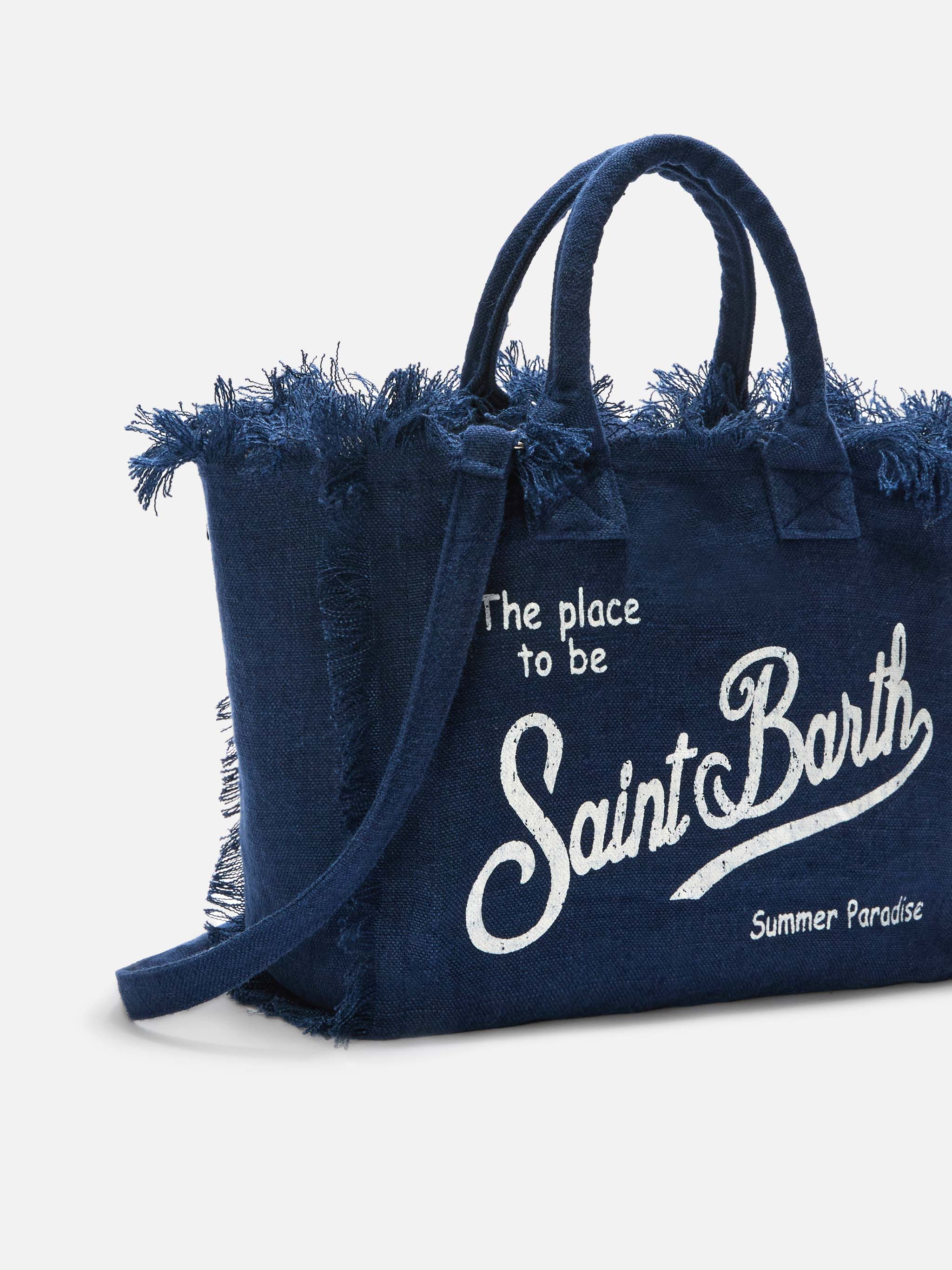 Borsa Colette in lino blu tinta unita - Image 3