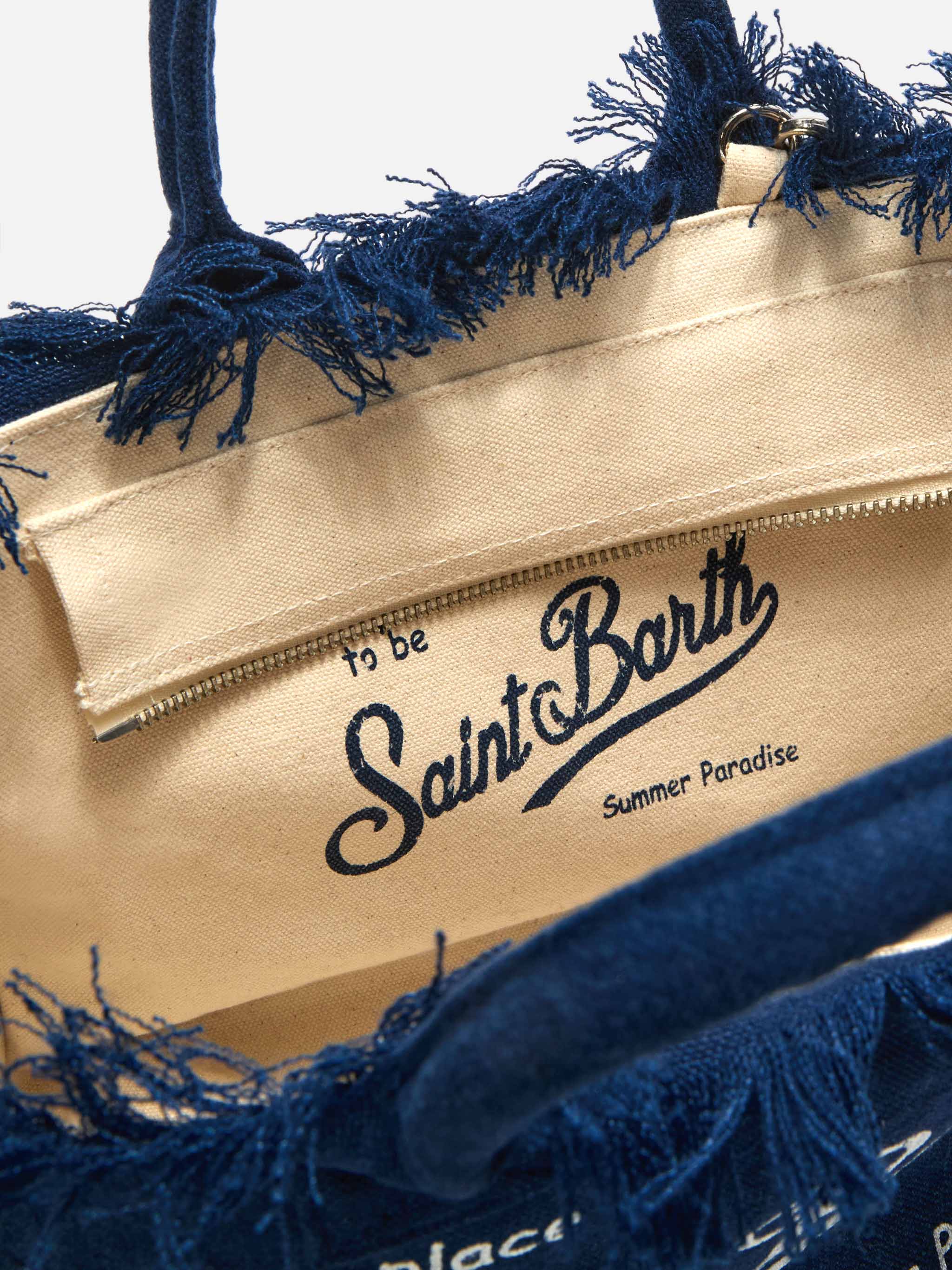 Borsa Colette in lino blu tinta unita - Image 4