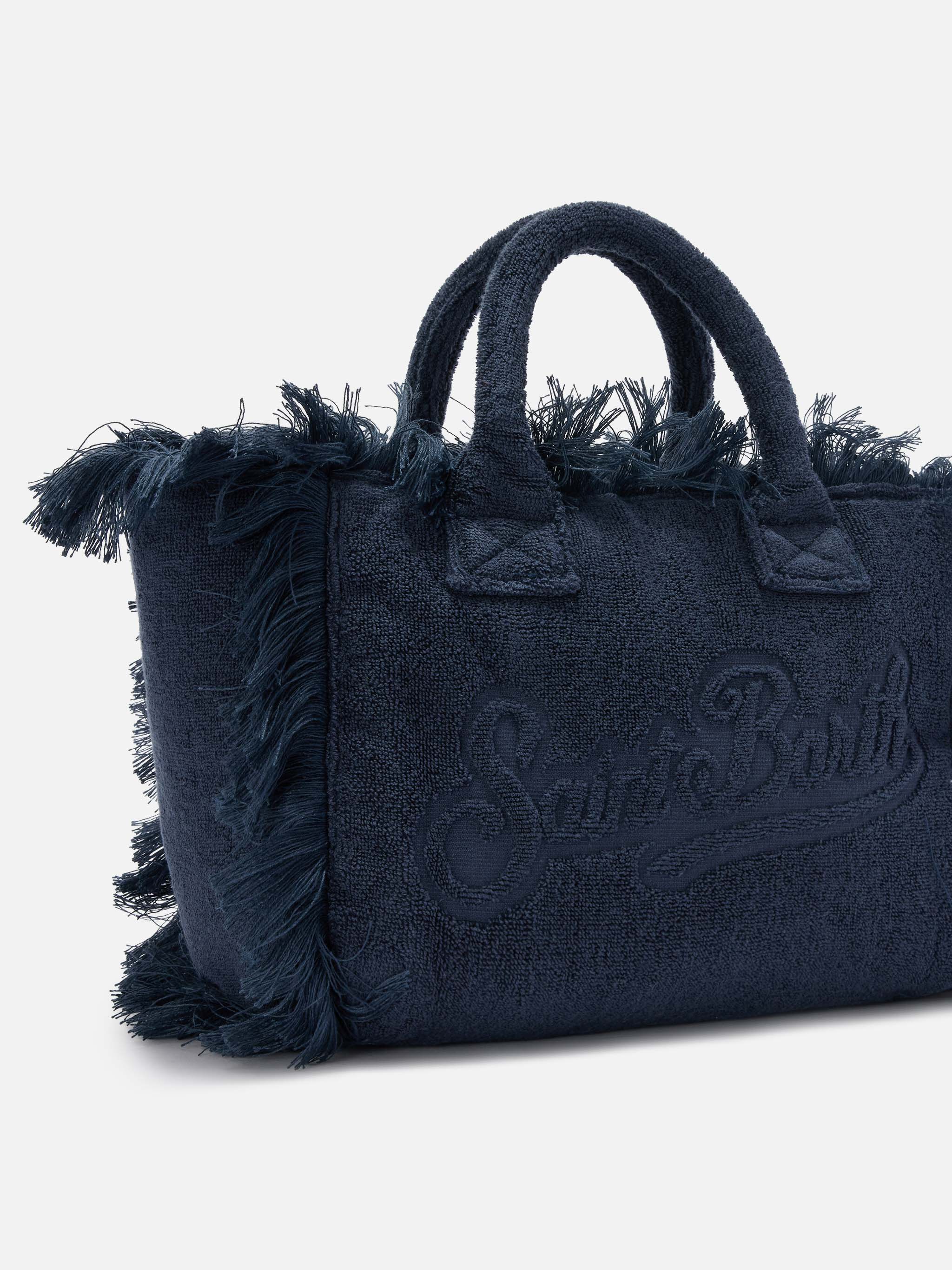 Borsa Colette in tessuto effetto spugna blu tinta unita - Image 3