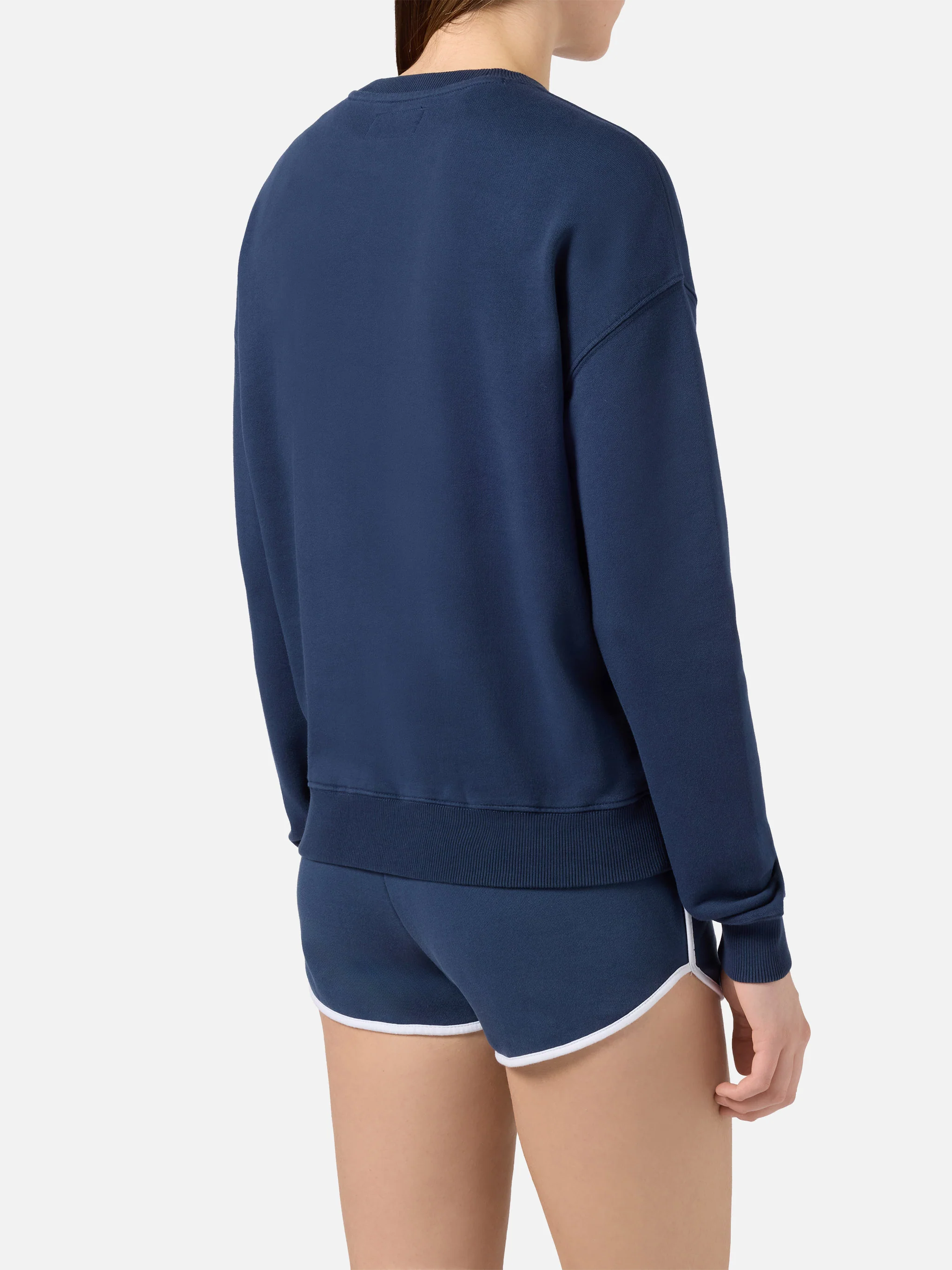 Felpa Stardust blu con logo effetto spugna e ricamo Sport Club - Image 4