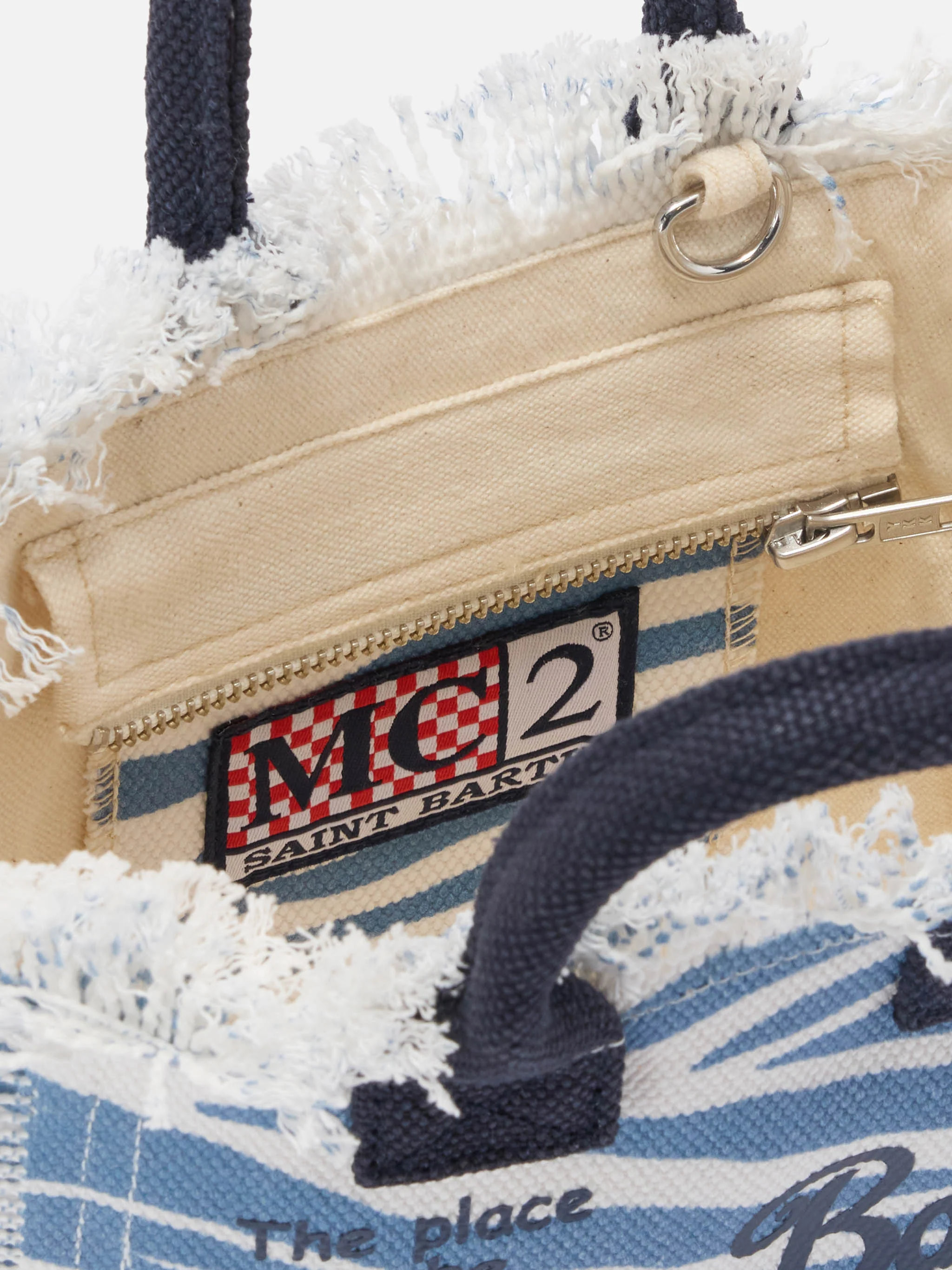 Borsa Vanity mini in canvas con stampa zebrata blu - Image 3