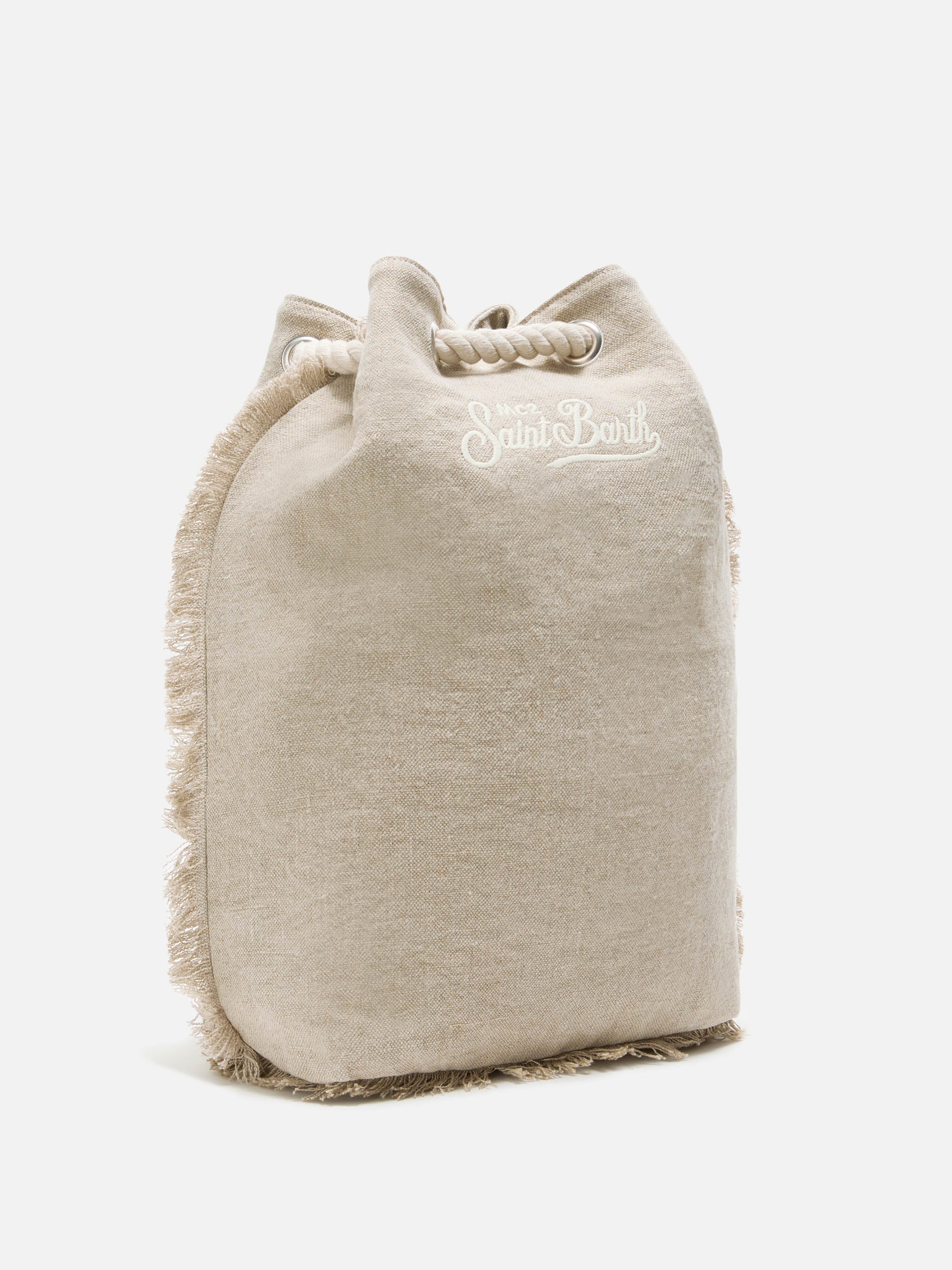 Zaino Boat in lino beige con logo stampato - Image 3