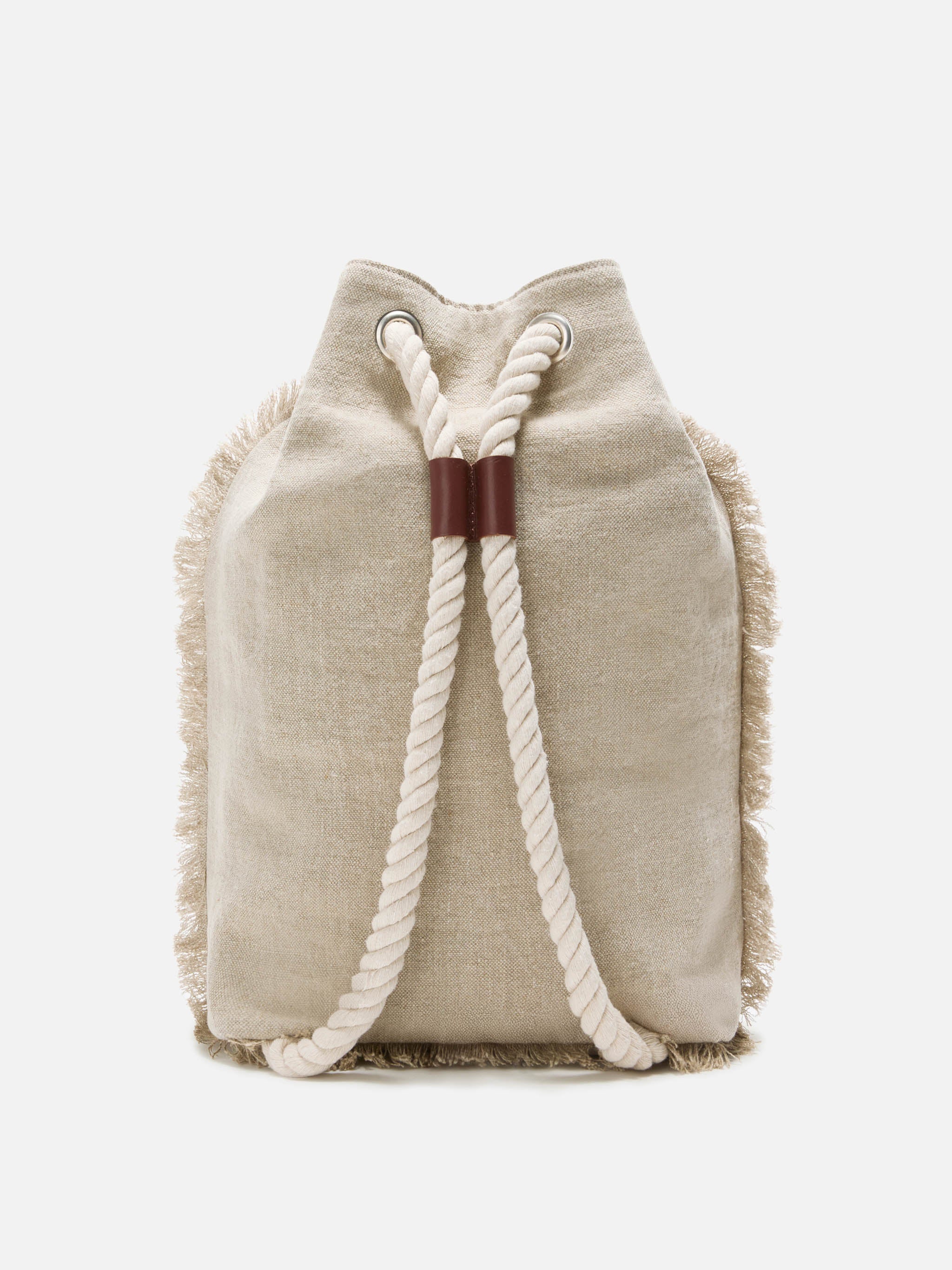 Zaino Boat in lino beige con logo stampato - Image 4
