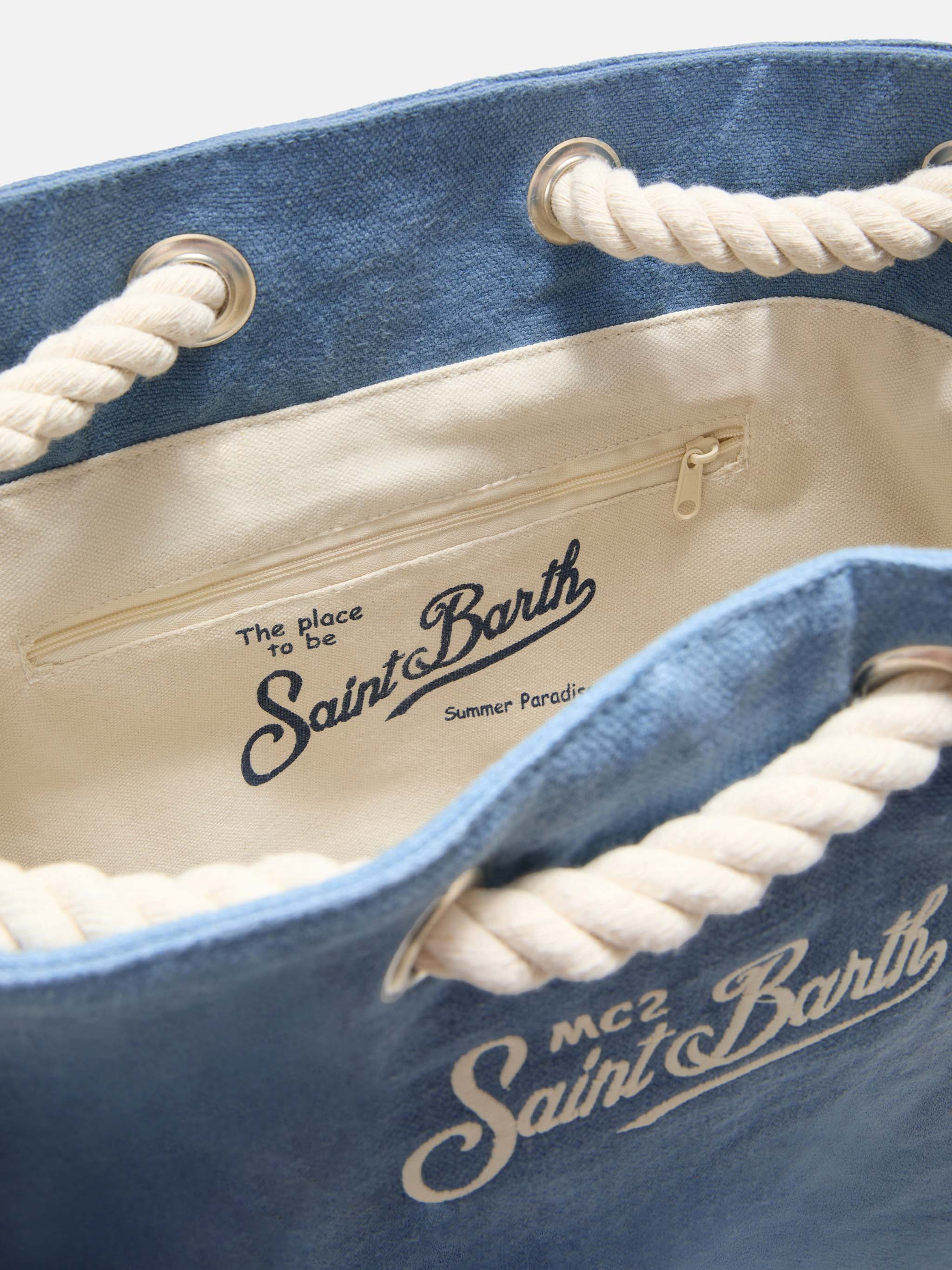 Zaino Boat in lino blu con logo stampato - Image 5