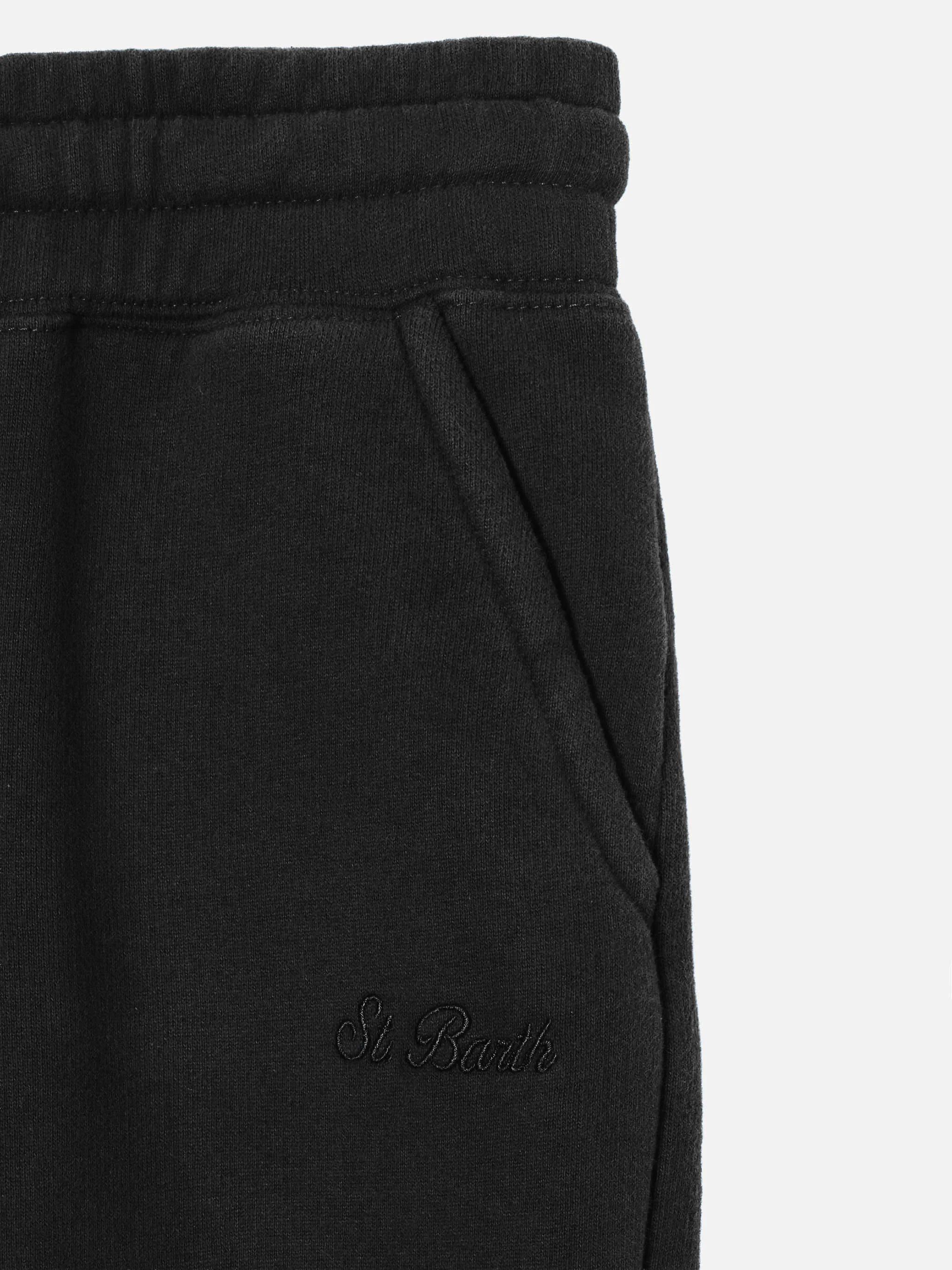 Pantaloni tuta Bolt in felpa nera - Image 3