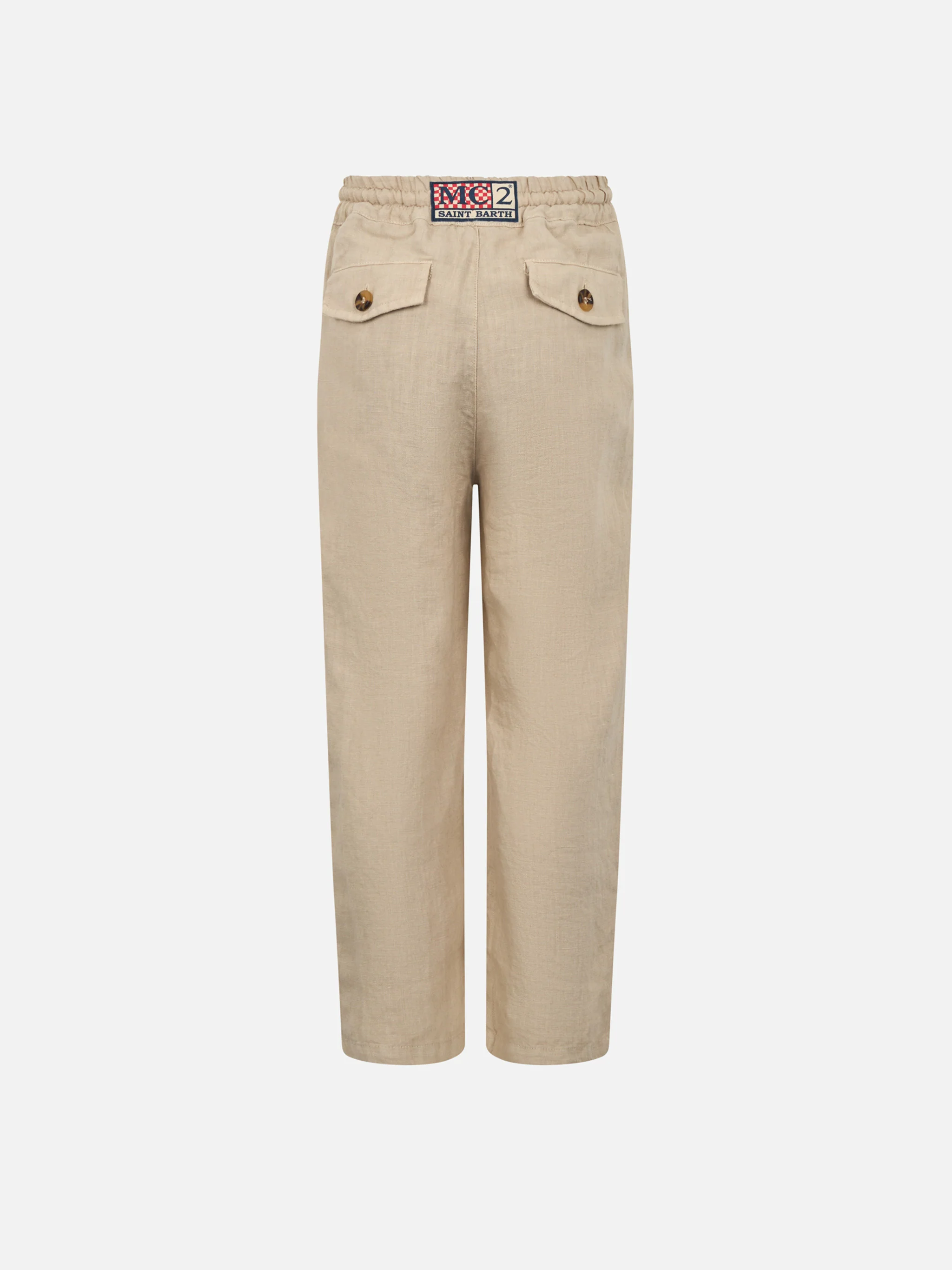 Pantaloni Calais Jr da bambino in lino beige con coulisse - Image 2
