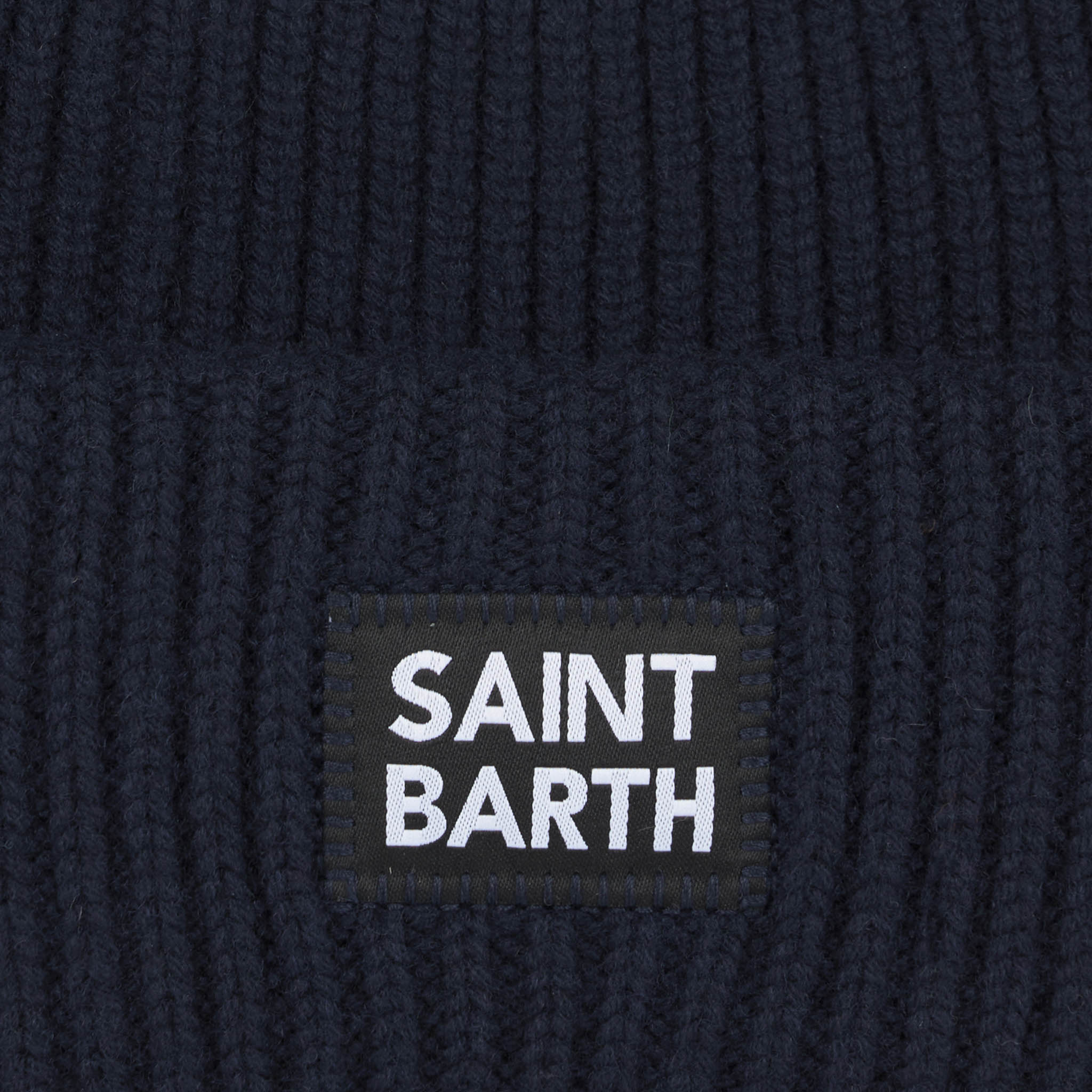 Berretto blu a coste Berry Jr con patch Saint Barth - Image 3