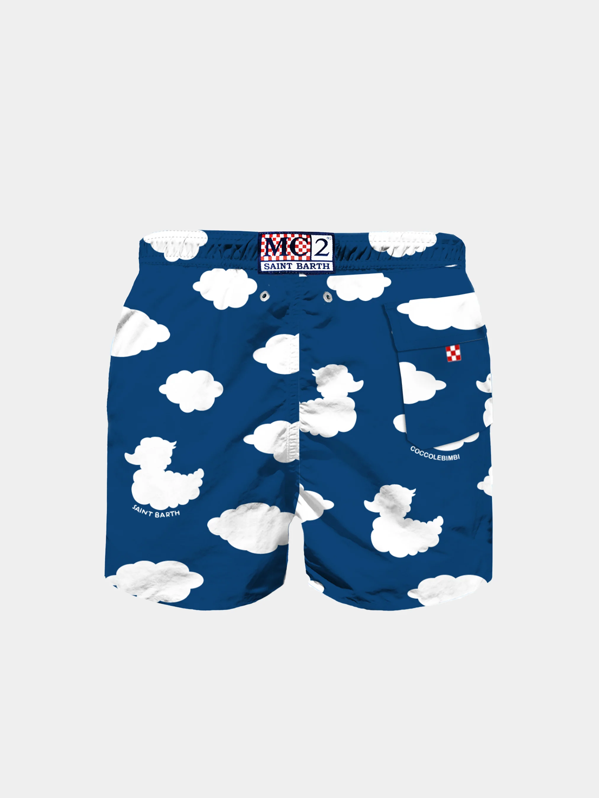 Costume da bagno classico da bambino con stampa e ricami di nuvole | EDIZIONE SPECIALE COCCOLEBIMBI - Image 2