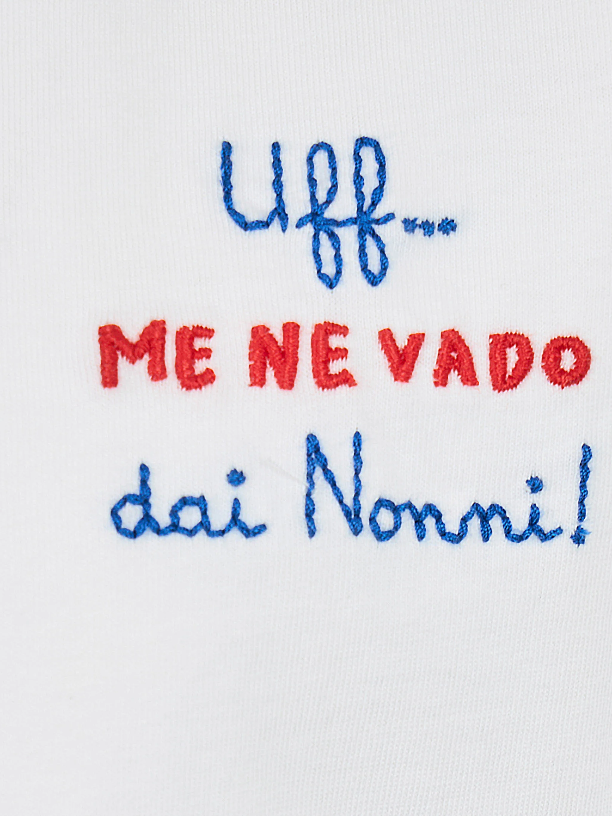 T-shirt da bambino in jersey di cotone Portofino Jr con ricamo Me ne vado dai nonni - Image 2
