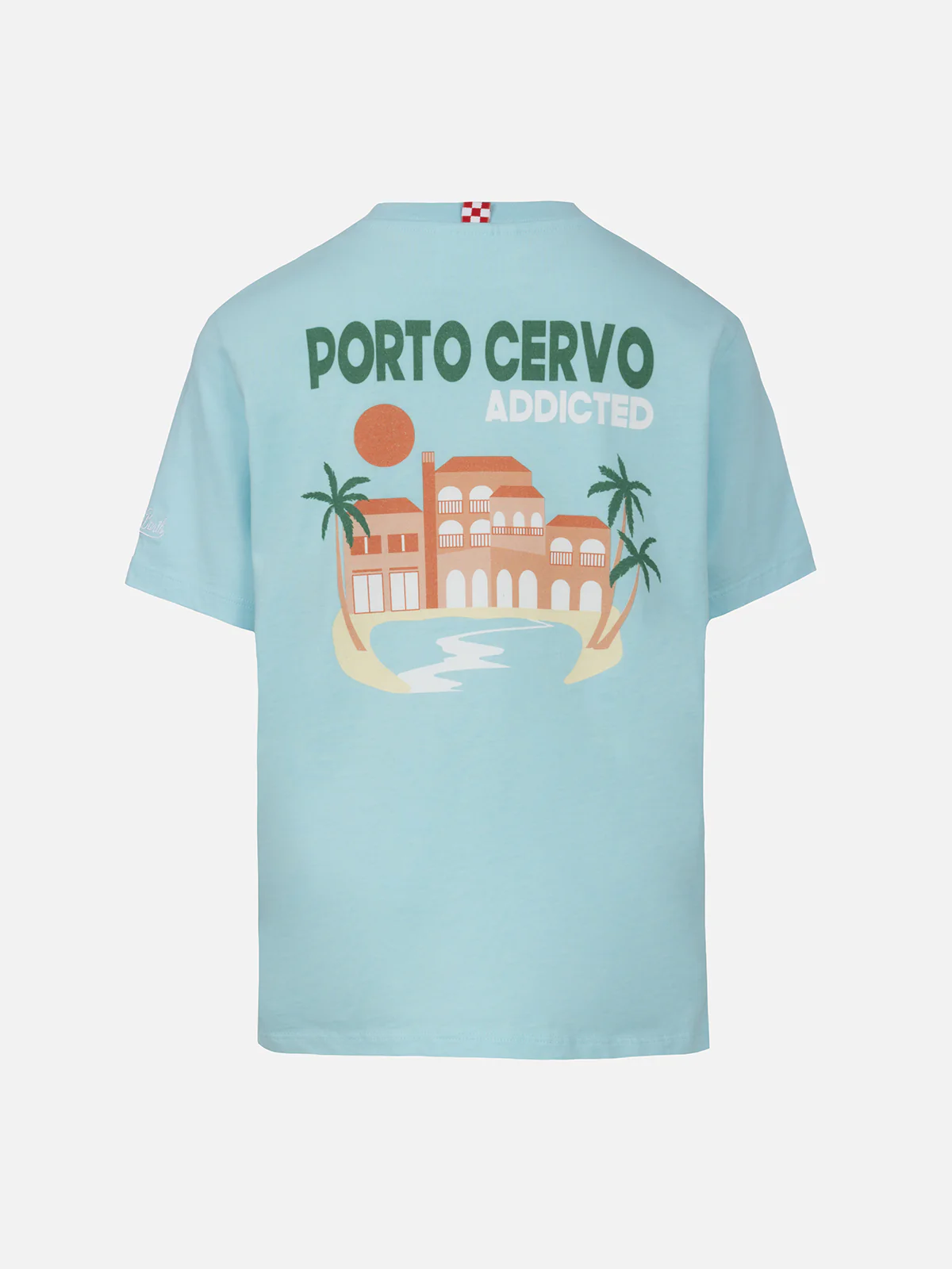 T-shirt da bambino in cotone con stampa di cartoline Porto Cervo addicted - Image 3
