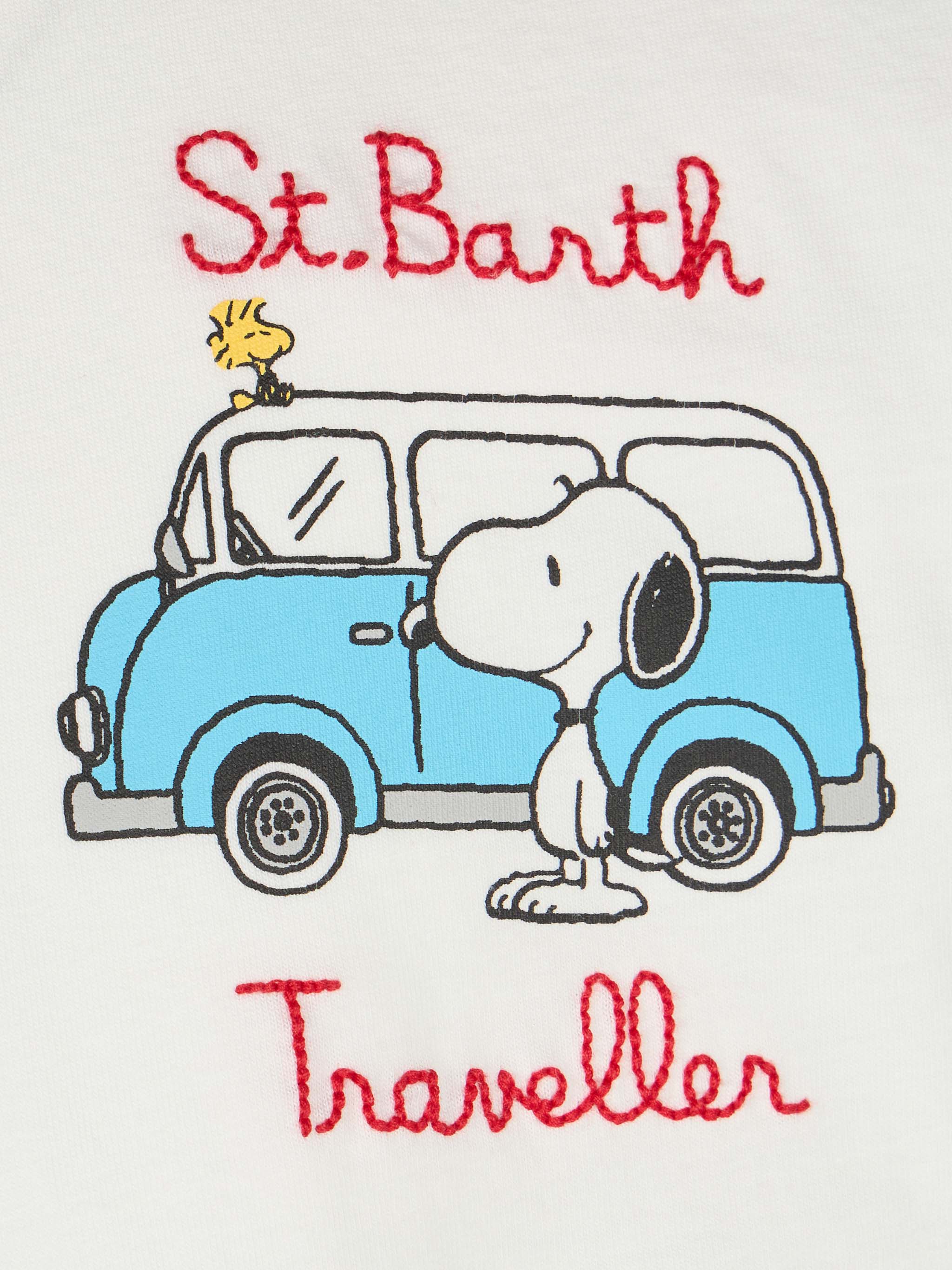 T-shirt da bambino in cotone con stampa Snoopy e ricamo St. Barth Traveller | EDIZIONE SPECIALE SNOOPY PEANUTS - Image 3