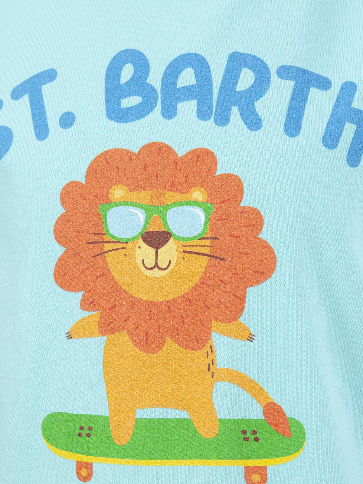 T-shirt da bambino in cotone con stampa del leone St.Barth skater - Image 3