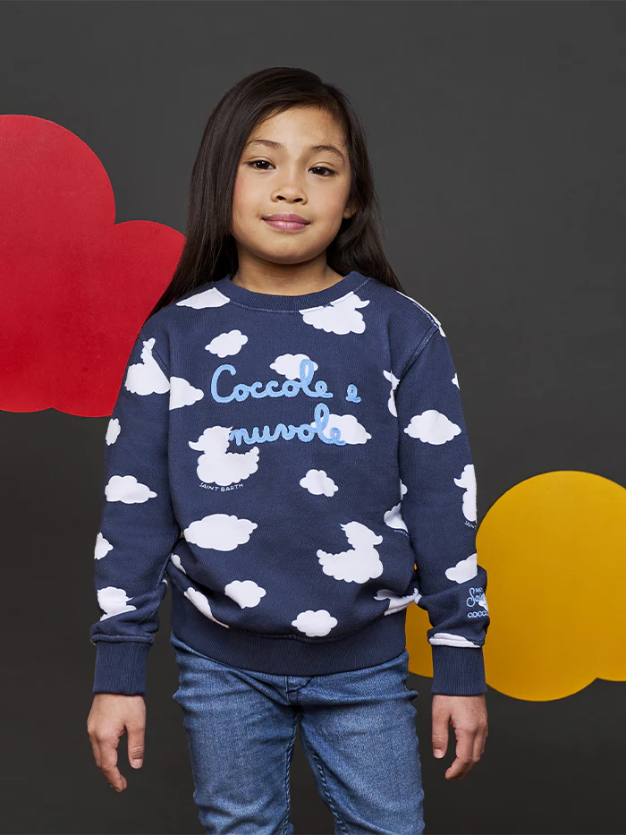Felpa da bambino girocollo blu con ricamo Coccole e nuvole | EDIZIONE SPECIALE COCCOLEBIMBI - Image 6