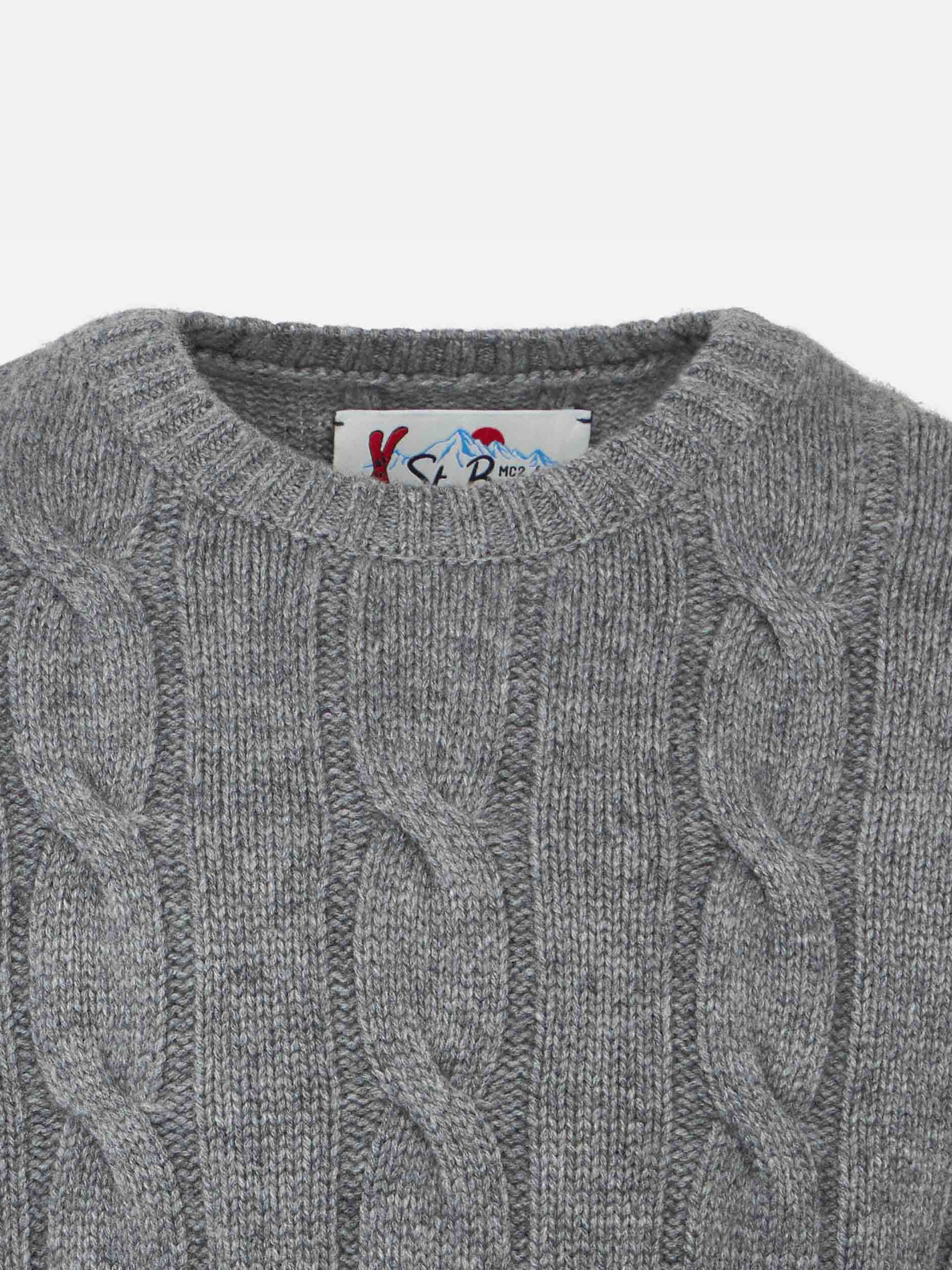 Maglione girocollo intrecciato da bambino con stampa Saint Barth - Image 3