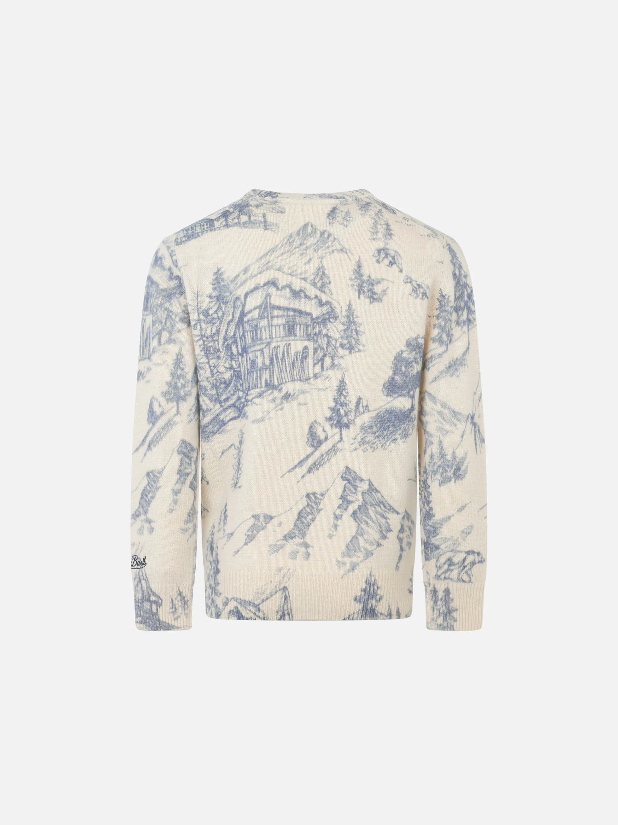Maglione da bambino toile de jouy girocollo con ricamo La Montagne - Image 3