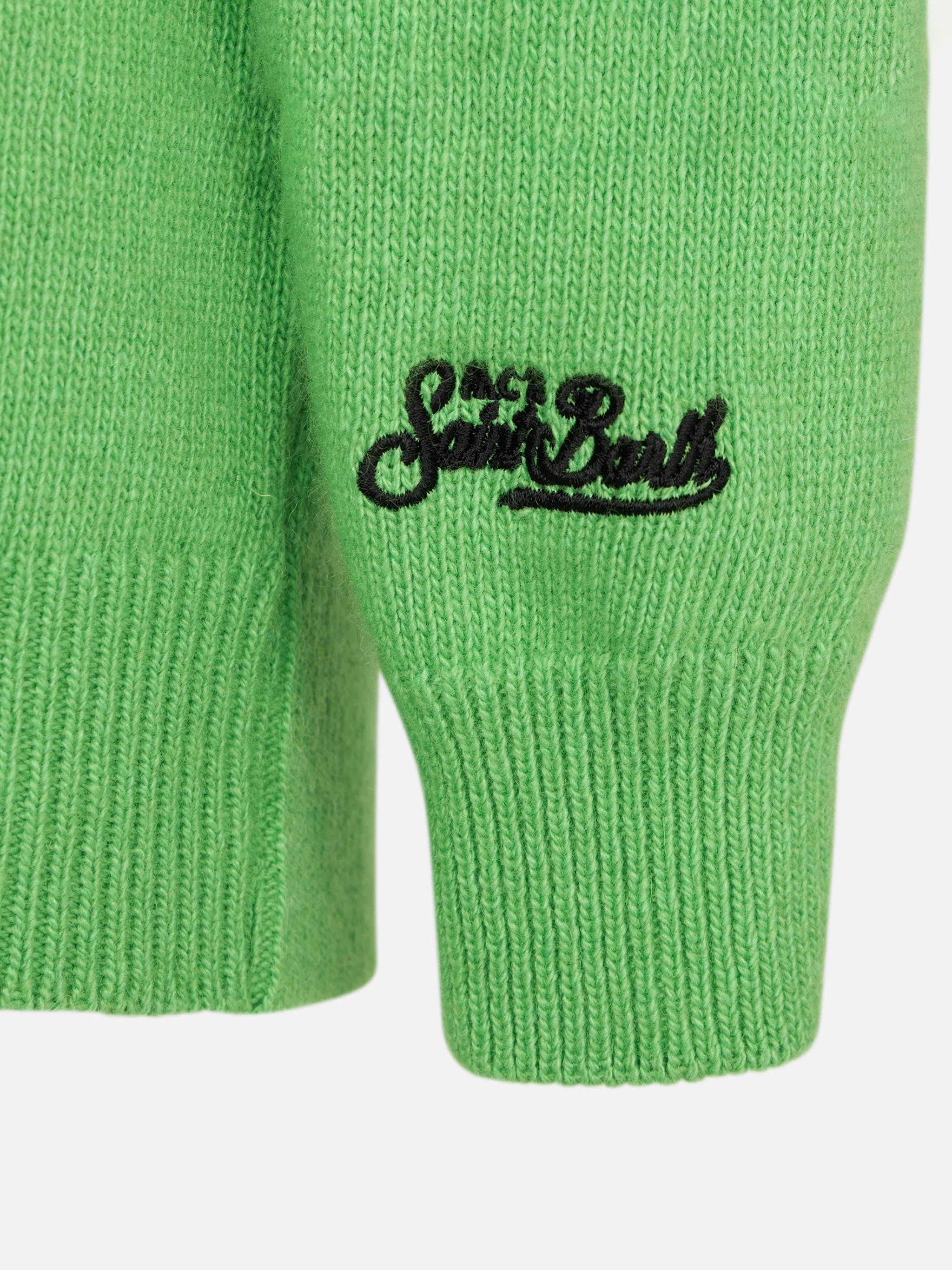 Maglione verde fluo da bambino con scritta Off-Piste - Image 3