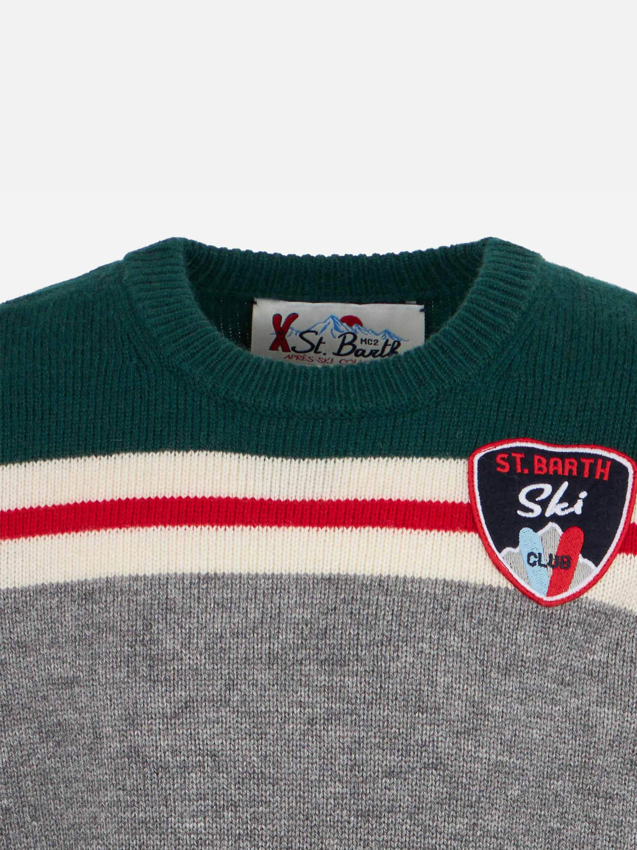 Maglione girocollo da bambino con patch St. Barth Ski club - Image 2