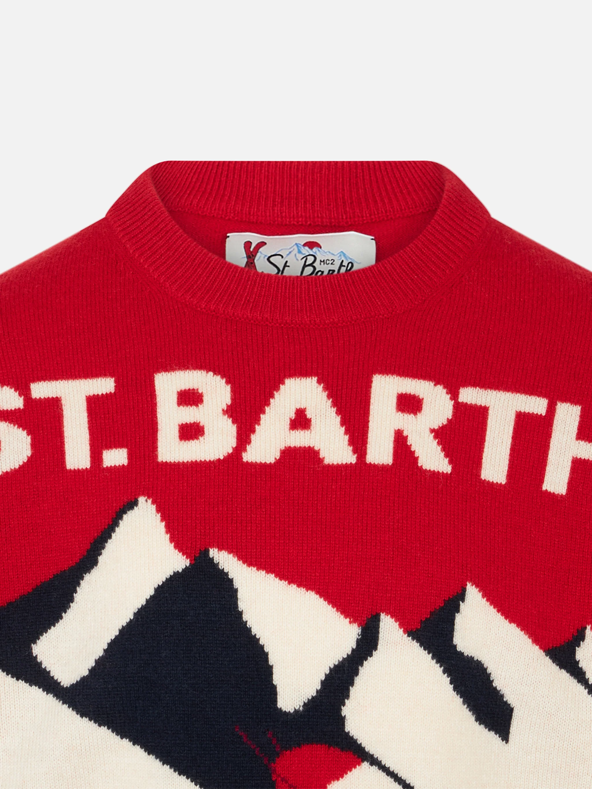 Maglione da bambino girocollo con stampa jacquard cartolina St. Barth Ski Club - Image 2