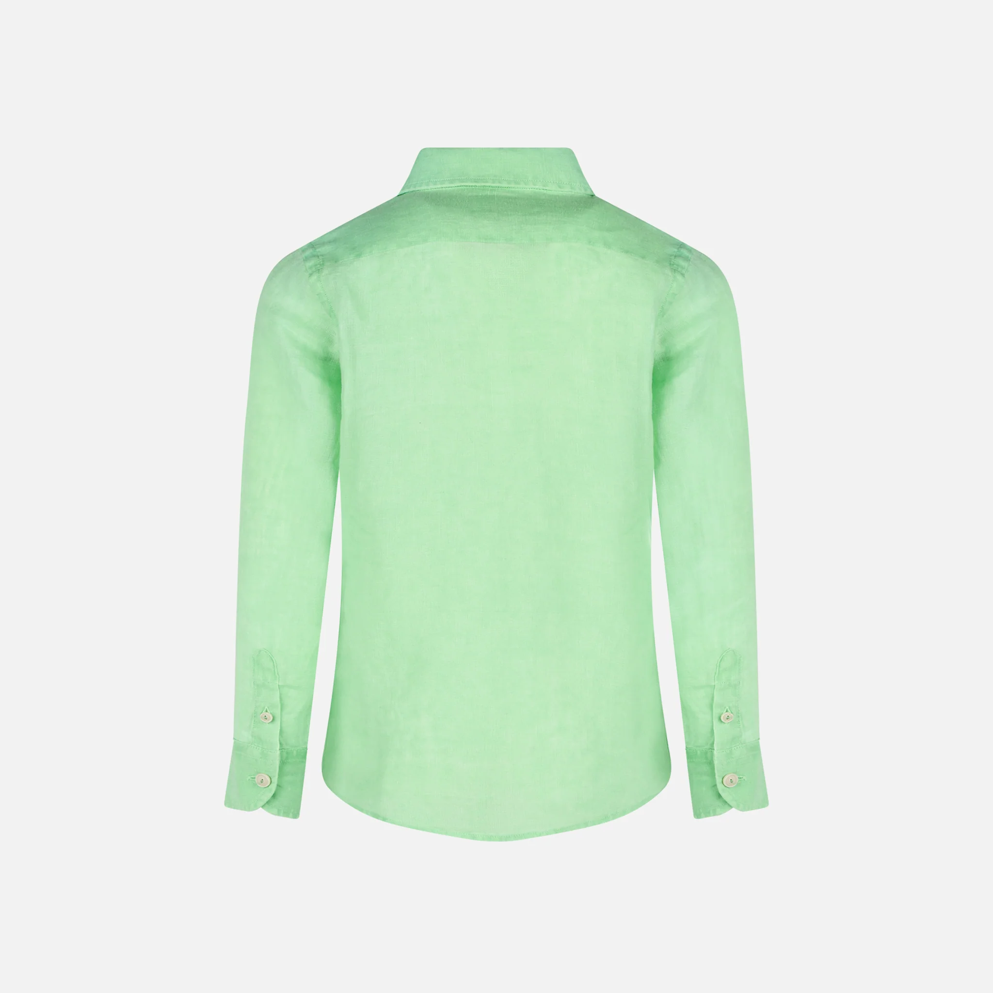 Camicia da bambino in lino verde fluo verde acqua - Image 3