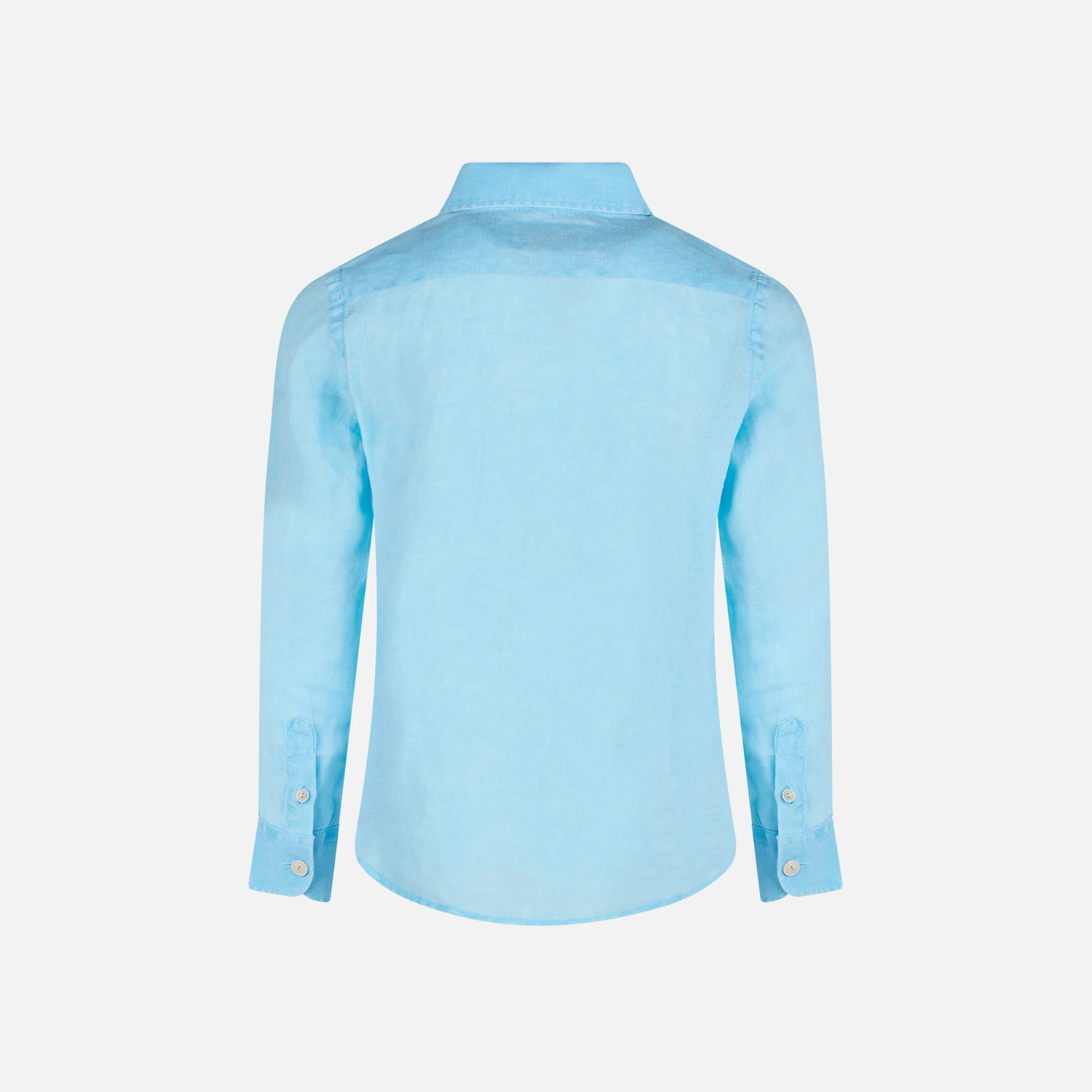 Camicia da bambino in lino azzurro acqua - Image 3