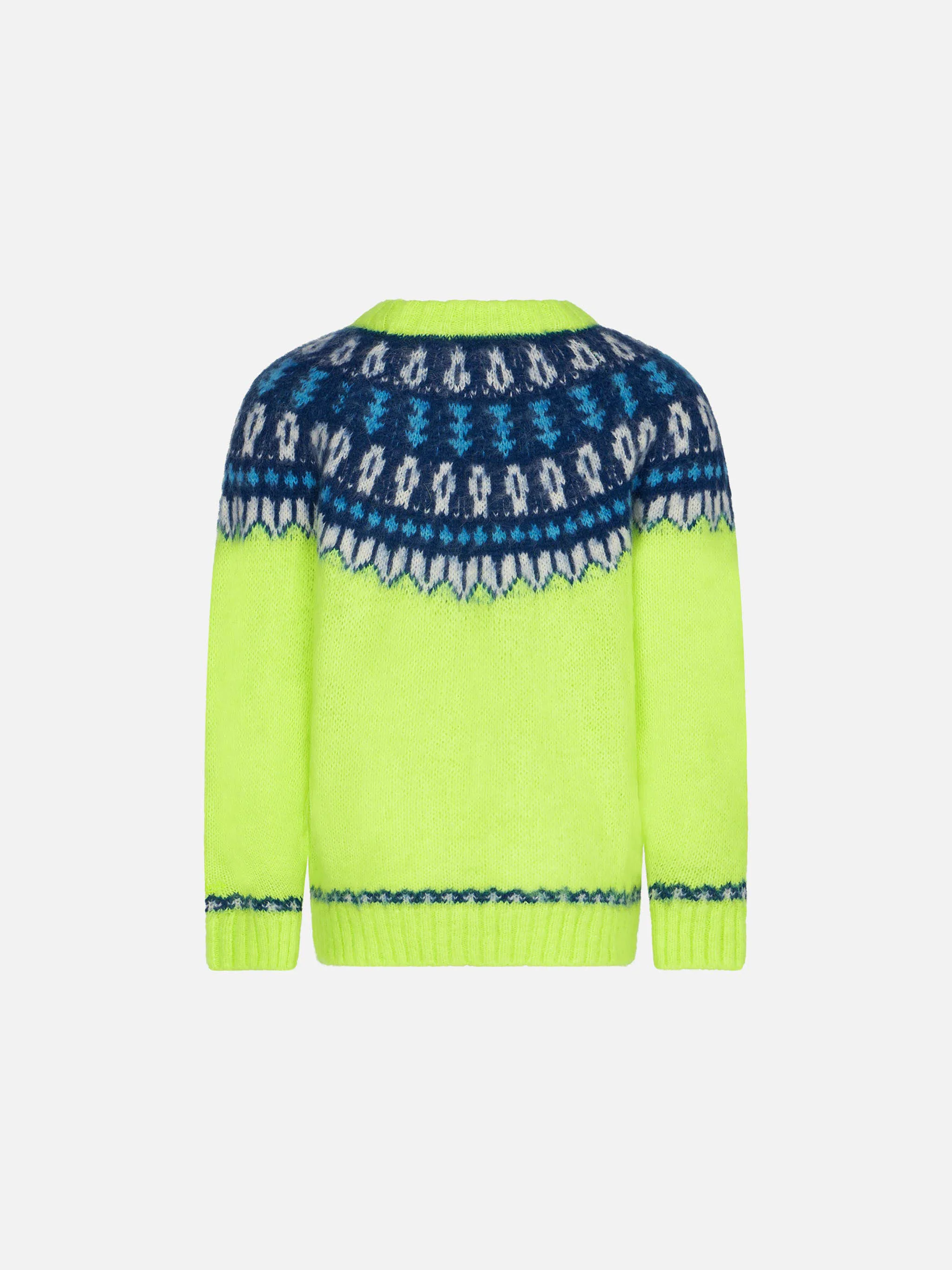Maglione da bambino giallo fluo con jacquard islandese - Image 2