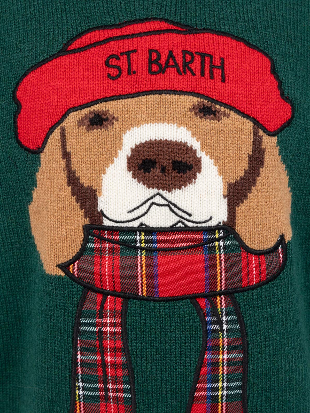 Maglione girocollo verde da bambino con sciarpa beagle Douglas - Image 3