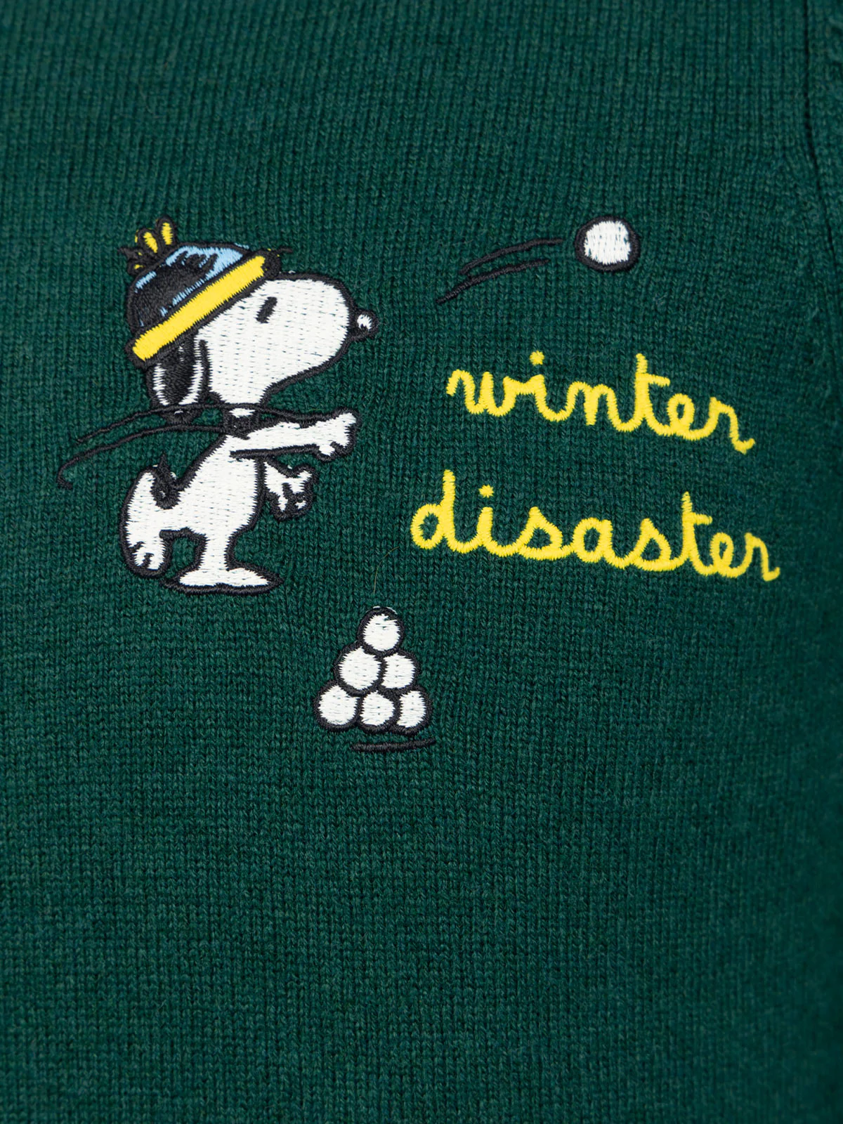 Maglione girocollo verde da bambino Douglas Light con ricamo palla di neve Snoopy | EDIZIONE SPECIALE SNOOPY PEANUTS - Image 2