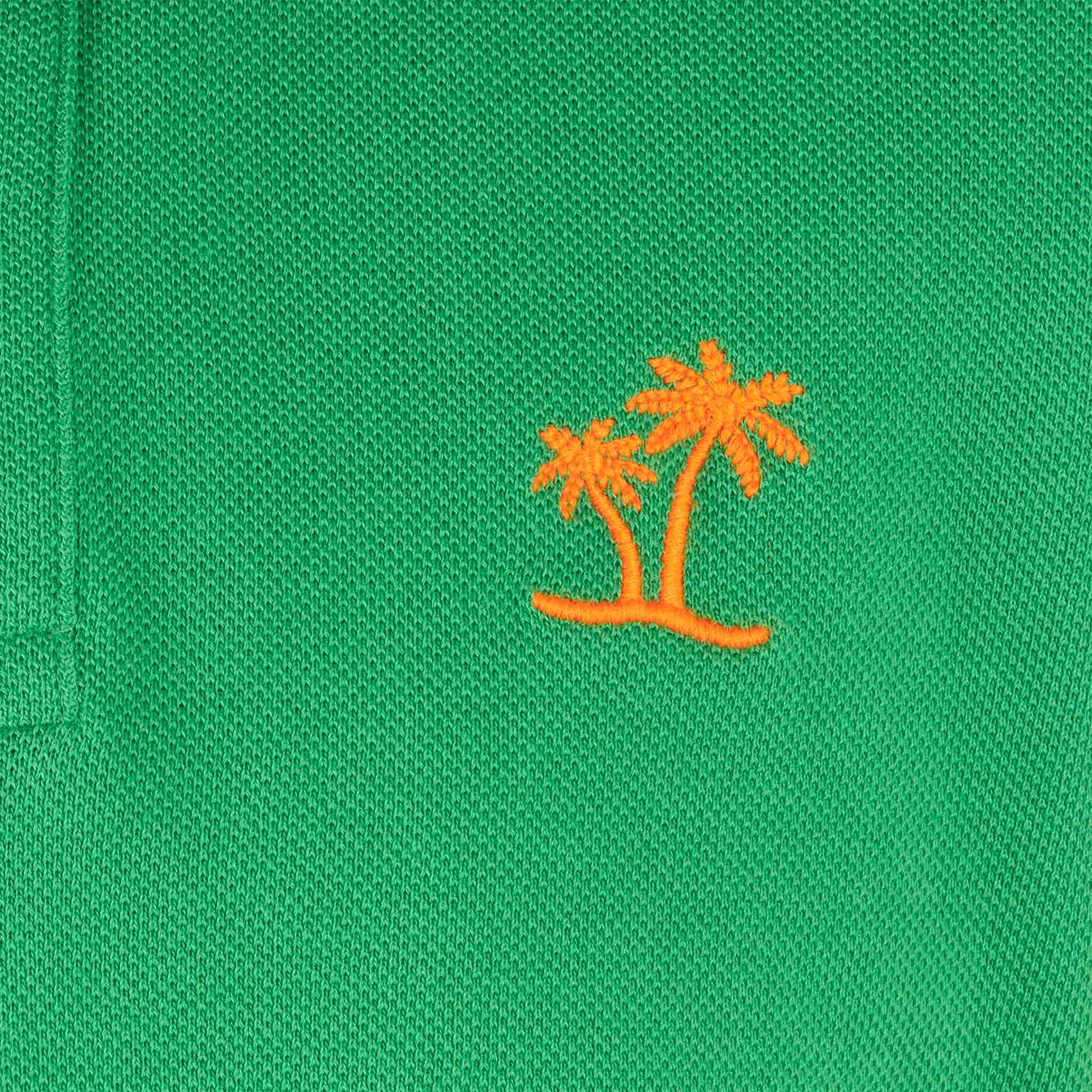 Polo da bambino in piquet verde con logo St. Barth arancione - Image 2