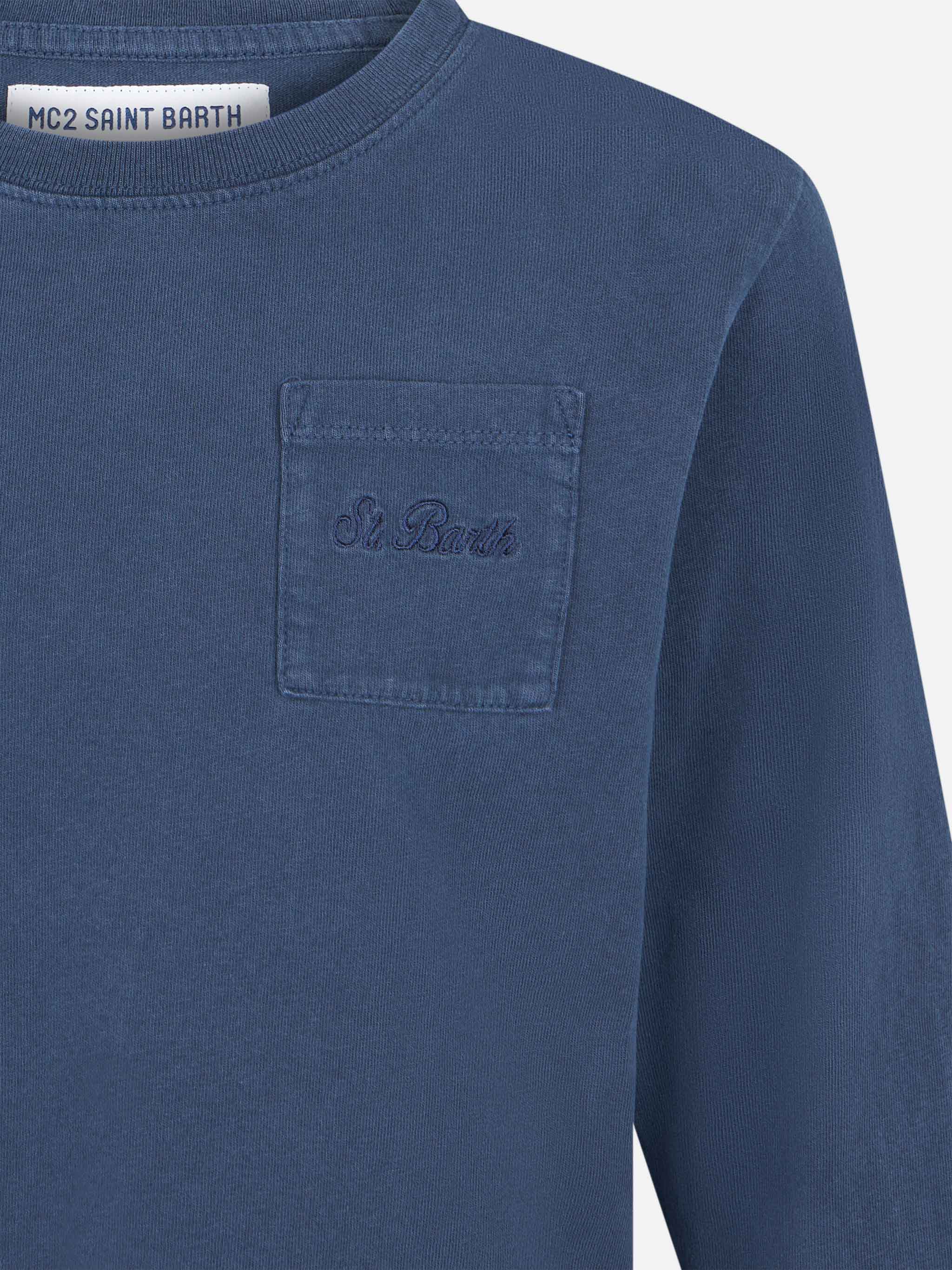T-shirt blu da bambino in cotone pesante - Image 3