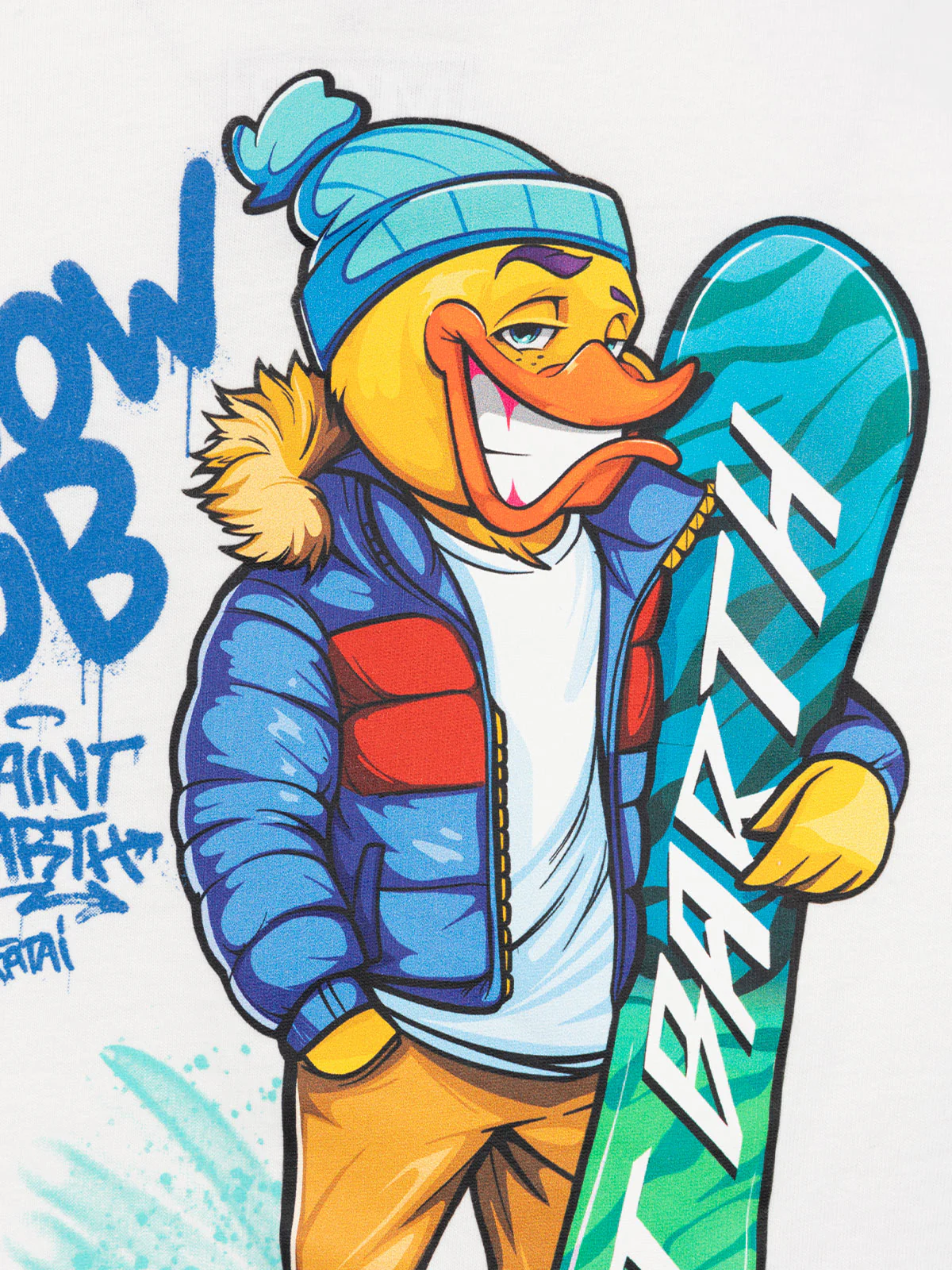 T-shirt da bambino in cotone pesante Luton con stampa Crypto Duck Snow | EDIZIONE SPECIALE CRYPTO PUPPETS - Image 3