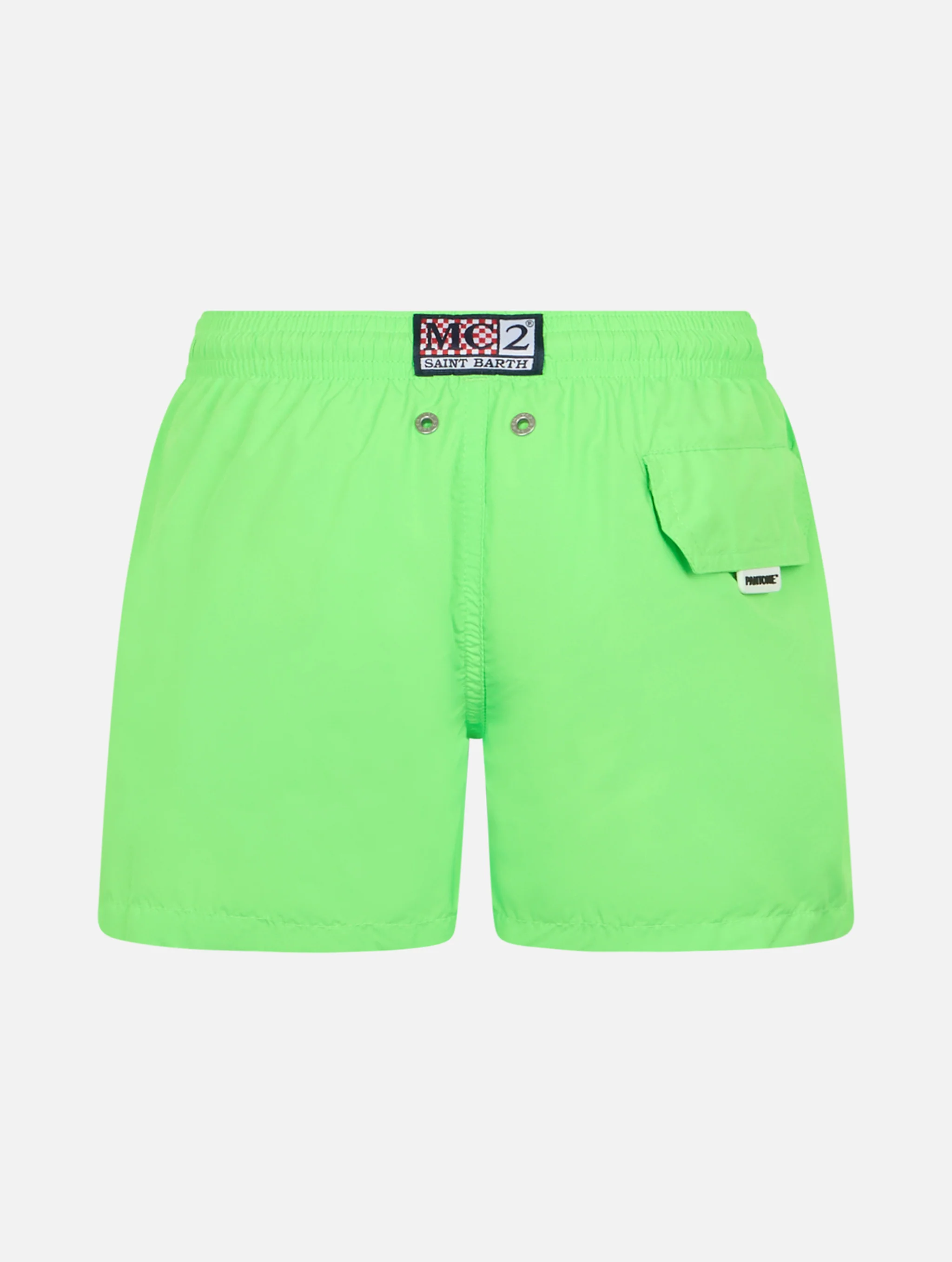Costume da bagno da bambino in tessuto leggero verde fluo Jean Lighting Pantone | EDIZIONE SPECIALE PANTONE - Image 2