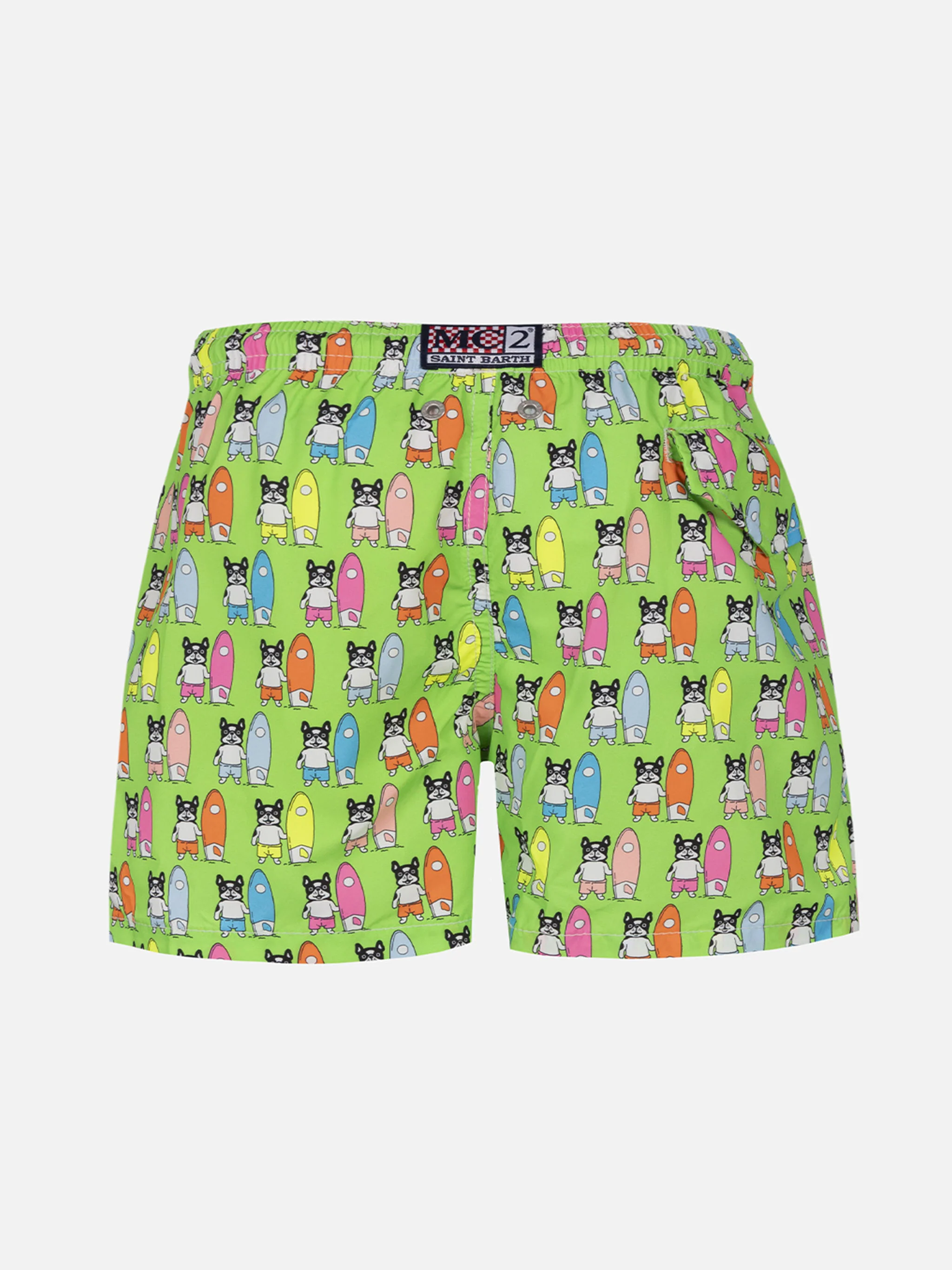 Costume da bagno da bambino in tessuto leggero Jean Lighting con stampa di cani surfisti - Image 2