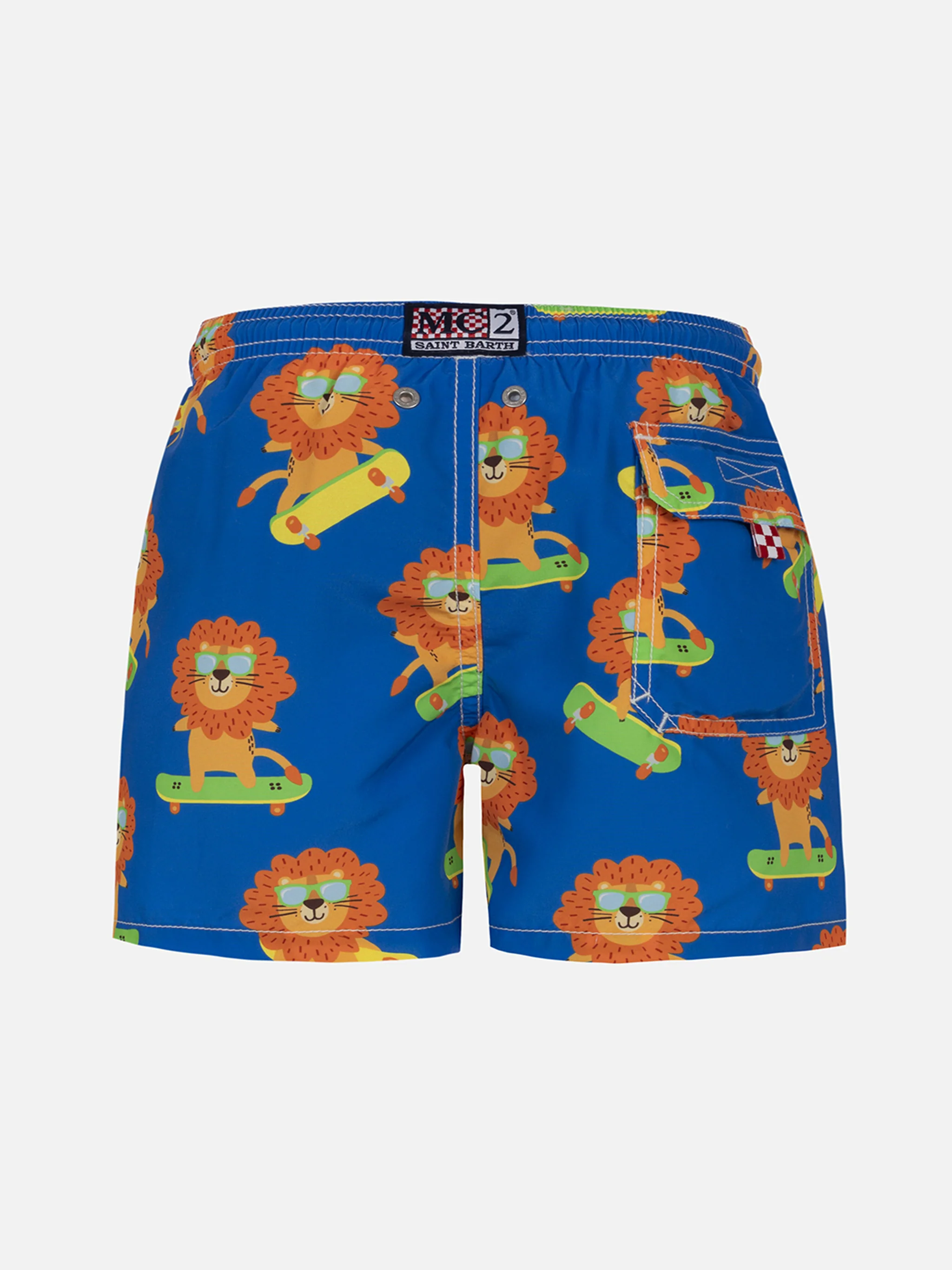 Costume da bagno da bambino di media lunghezza in jeans con stampa leo da pattinaggio - Image 2