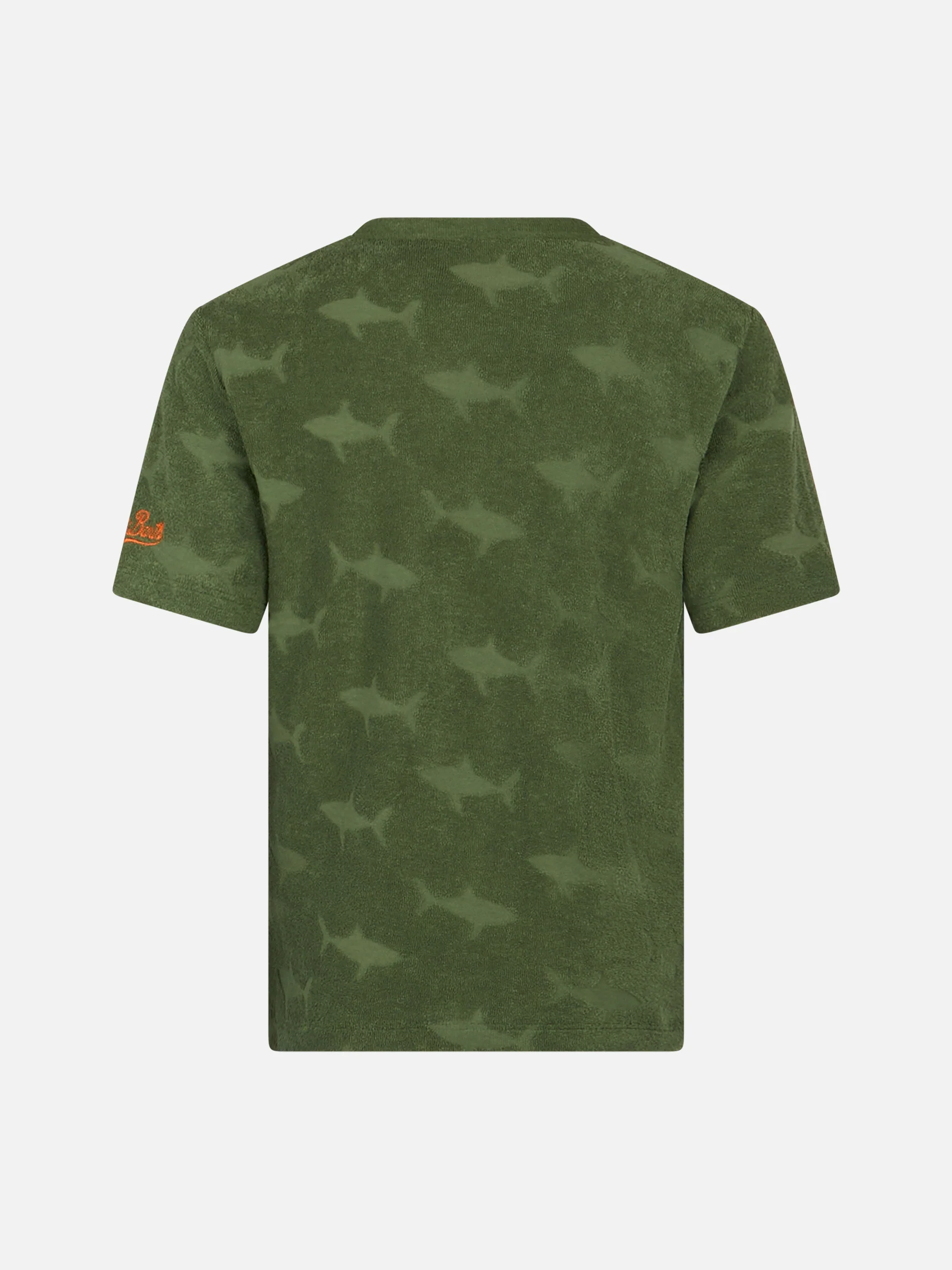 T-shirt militare da bambino in spugna Gary con motivo squalo in rilievo - Image 2