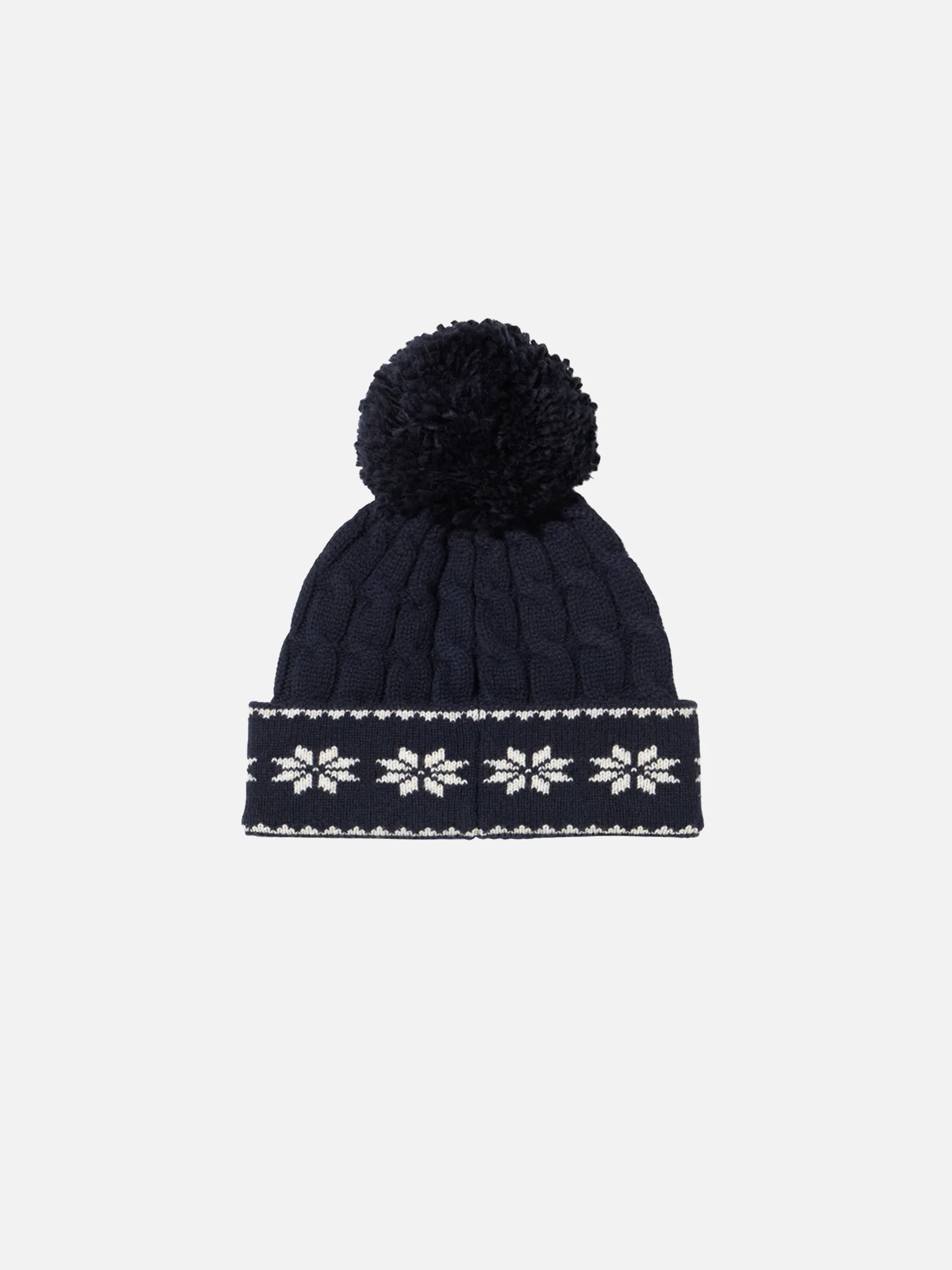 Berretto da bambino blu navy con pompon - Image 3