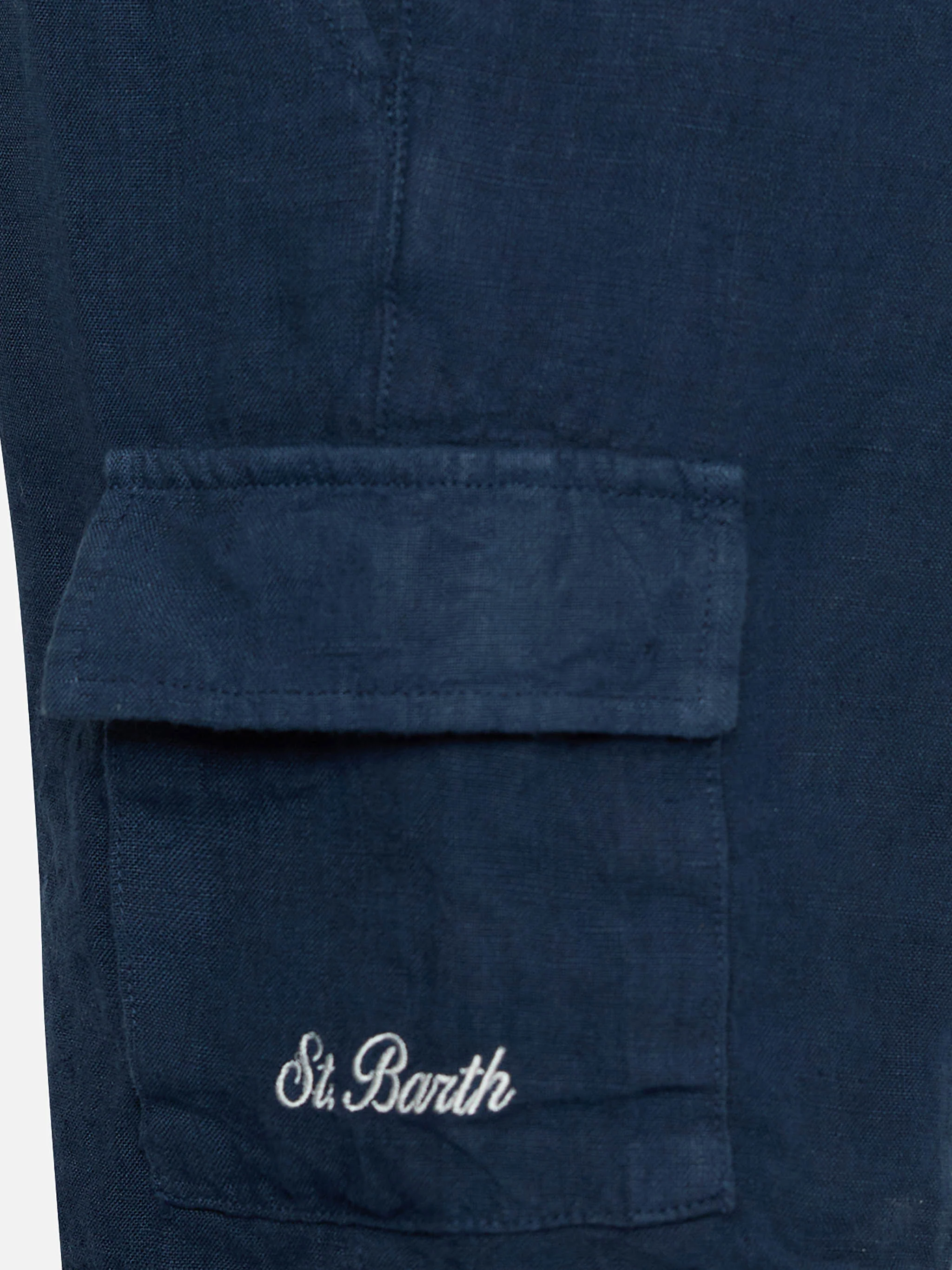 Bermuda da bambino in lino blu navy Marseille Jr - Image 3