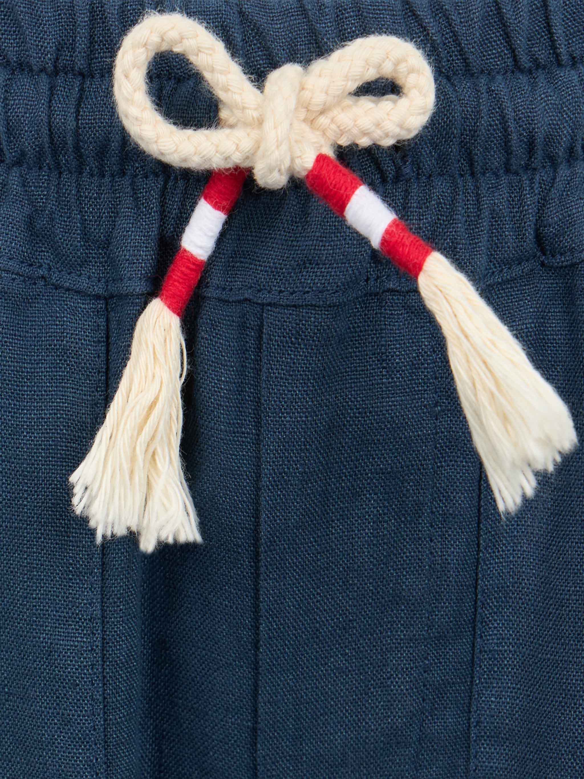 Pantaloni Calais Jr da bambino in lino blu navy con coulisse - Image 3
