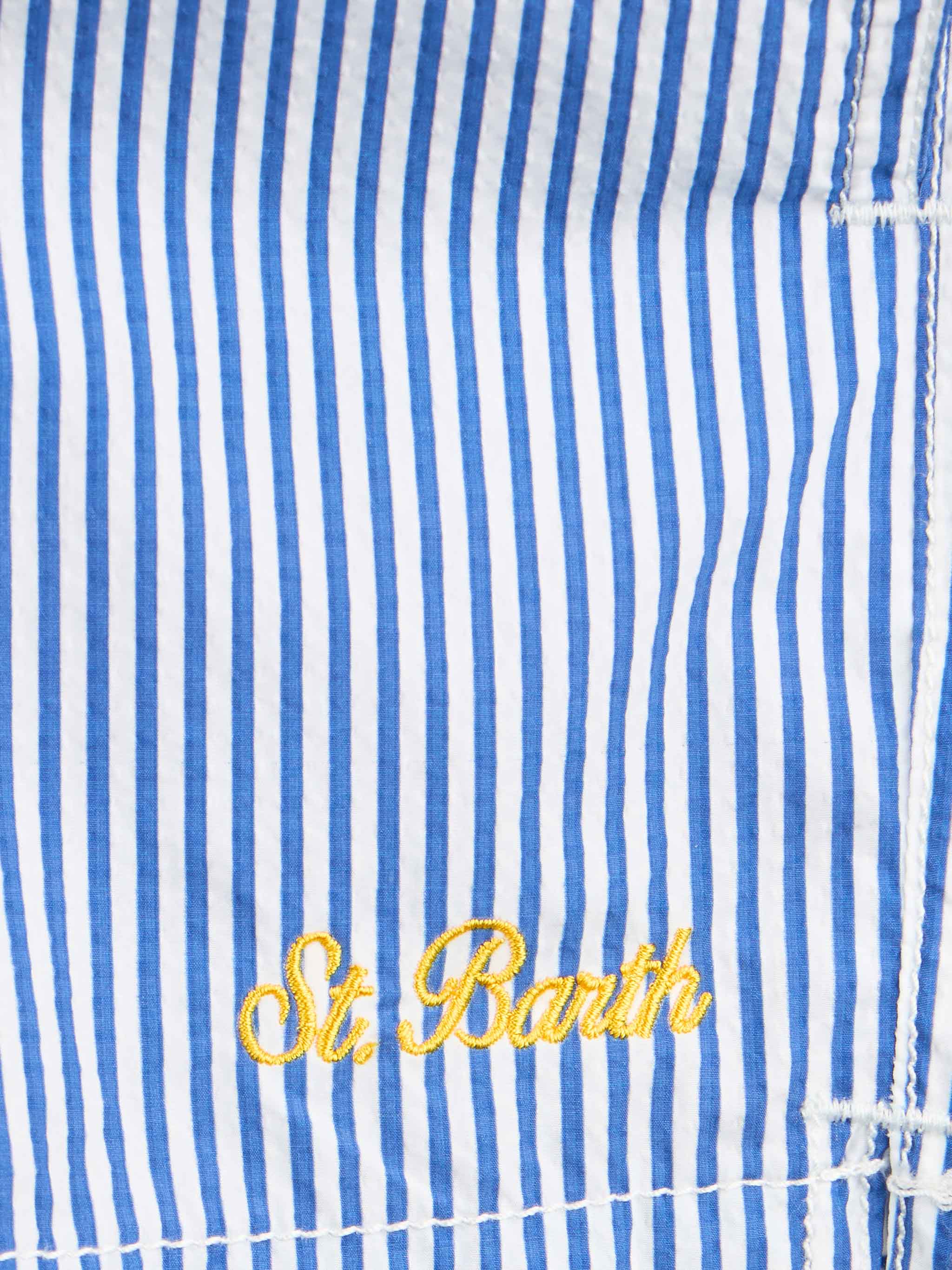 Costume da bagno da bambino di media lunghezza a righe in seersucker Patmos Jr - Image 3