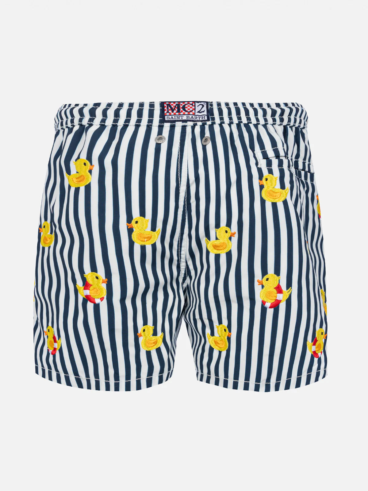 Costume da bagno da  bambino a righe con papere ricamate - Image 2