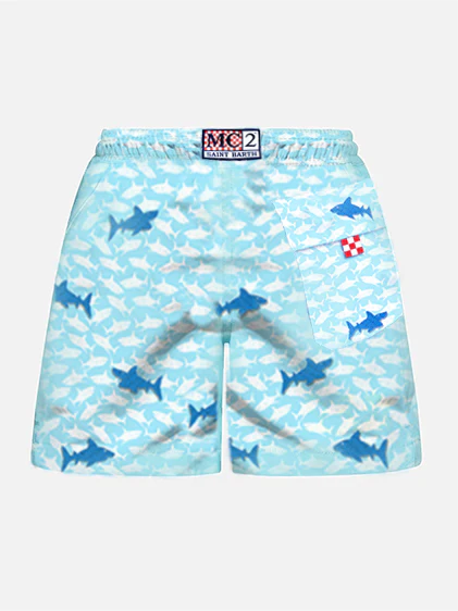 Costume da bagno da bambino con squali ricamati - Image 2