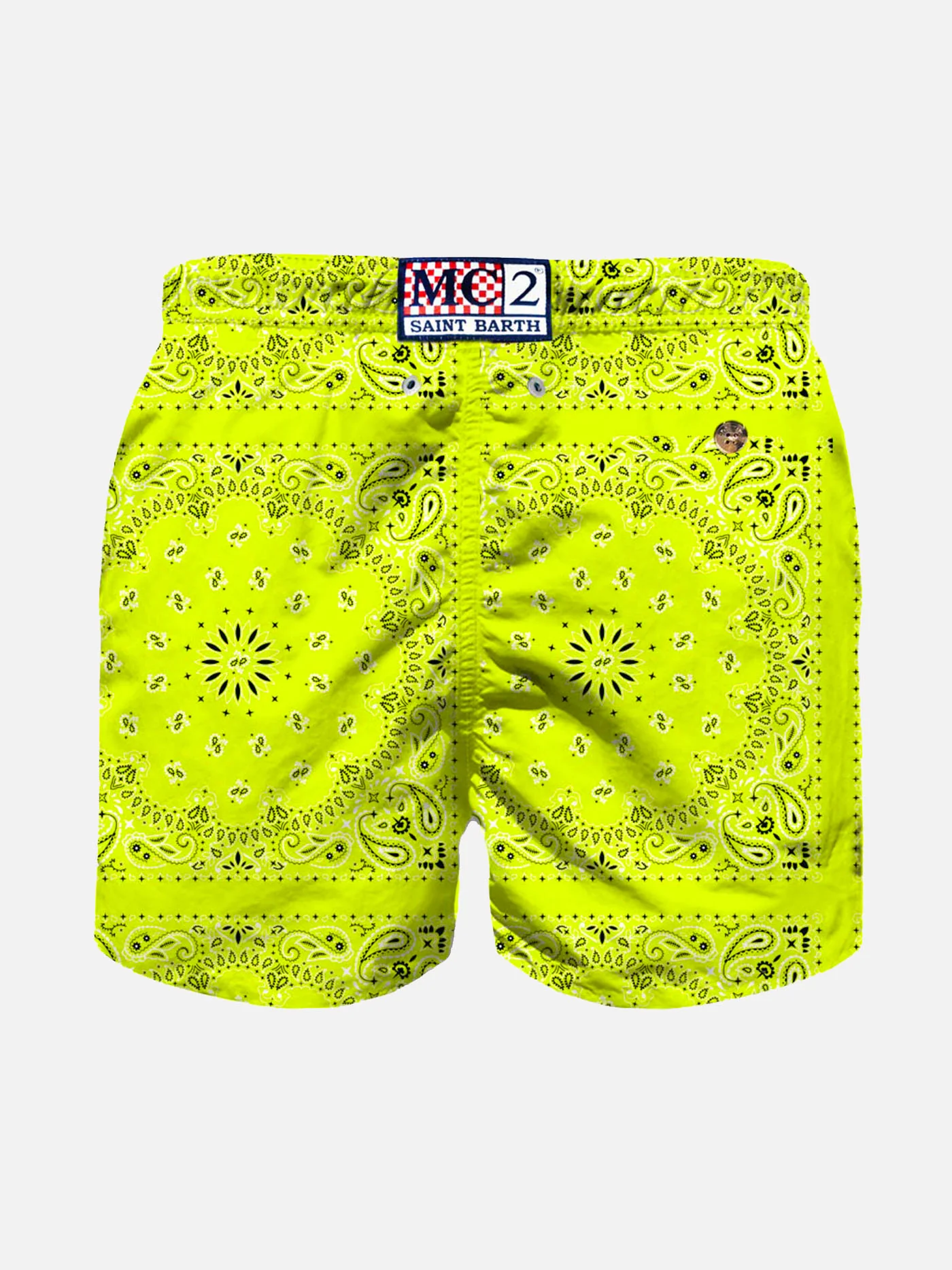Costume da bagno da bambino con stampa bandana giallo fluo - Image 2