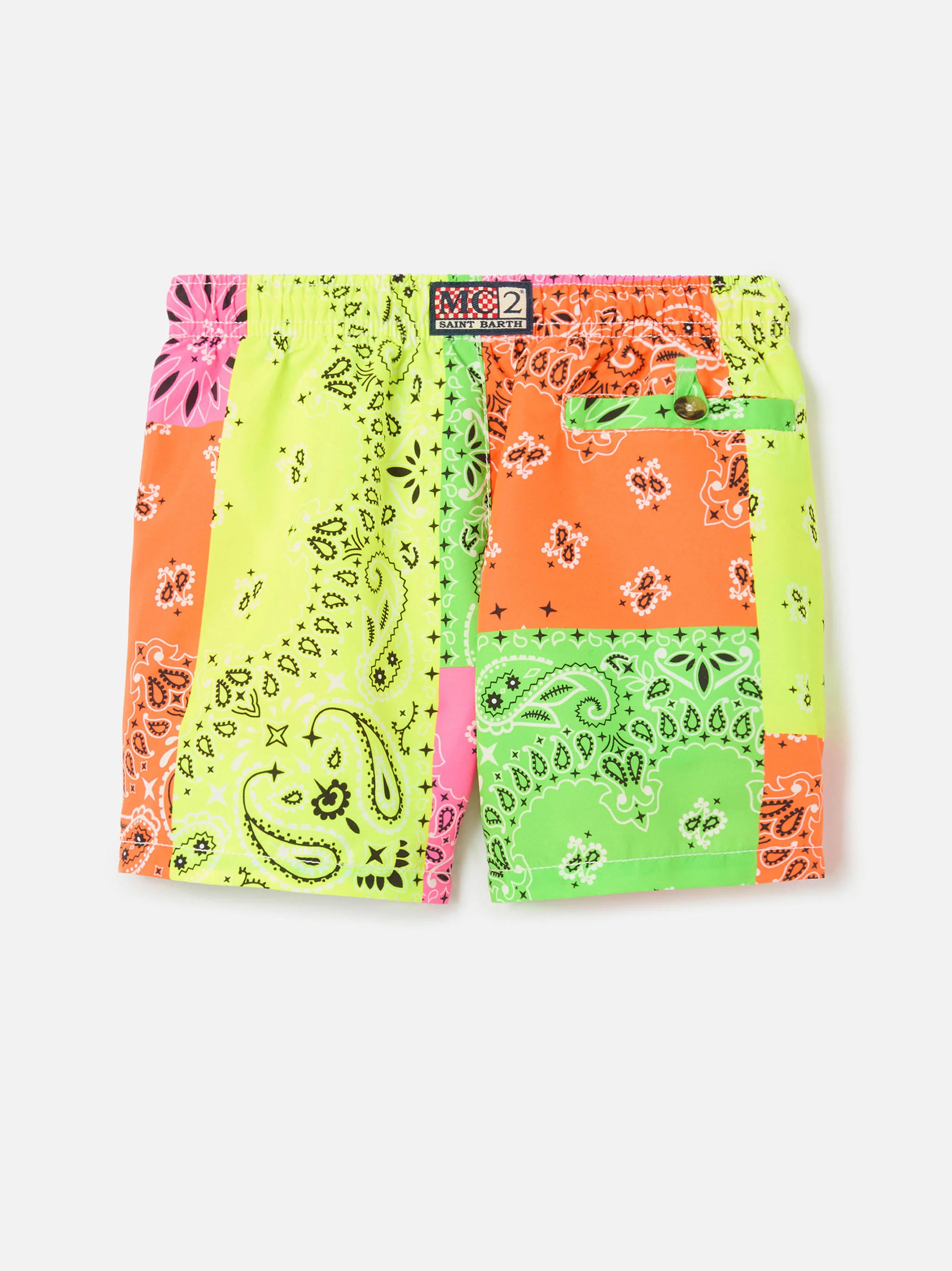 Costume da bagno da bambino con stampa bandana multicolore fluo - Image 2