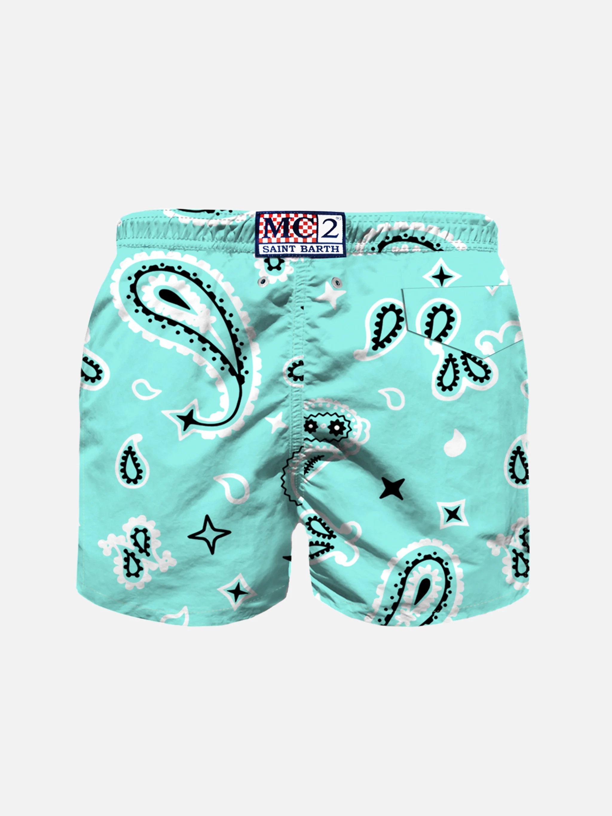 Costume da bagno da bambino verde acqua con fantasia bandana - Image 2