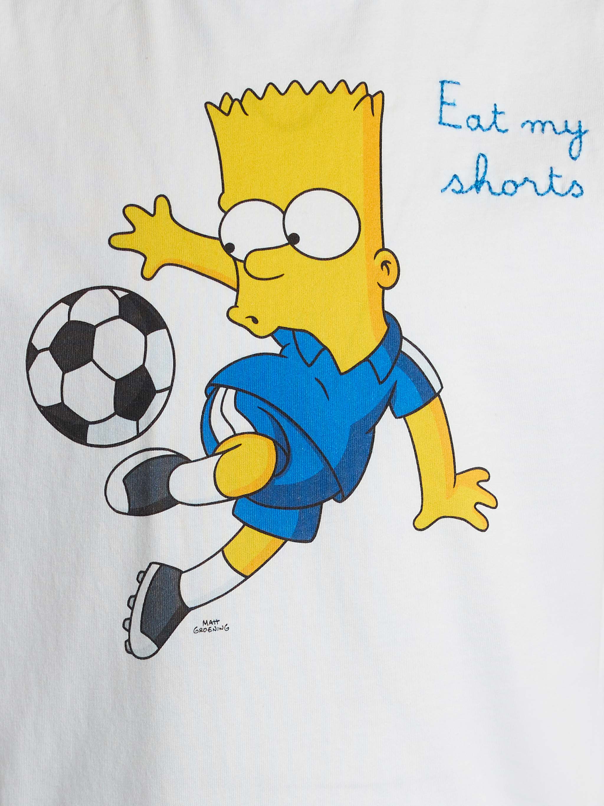 T-shirt bianca da bambino in cotone Dean Jr con stampa e ricamo Bart Simpson | L'EDIZIONE SPECIALE SIMPSON - Image 2