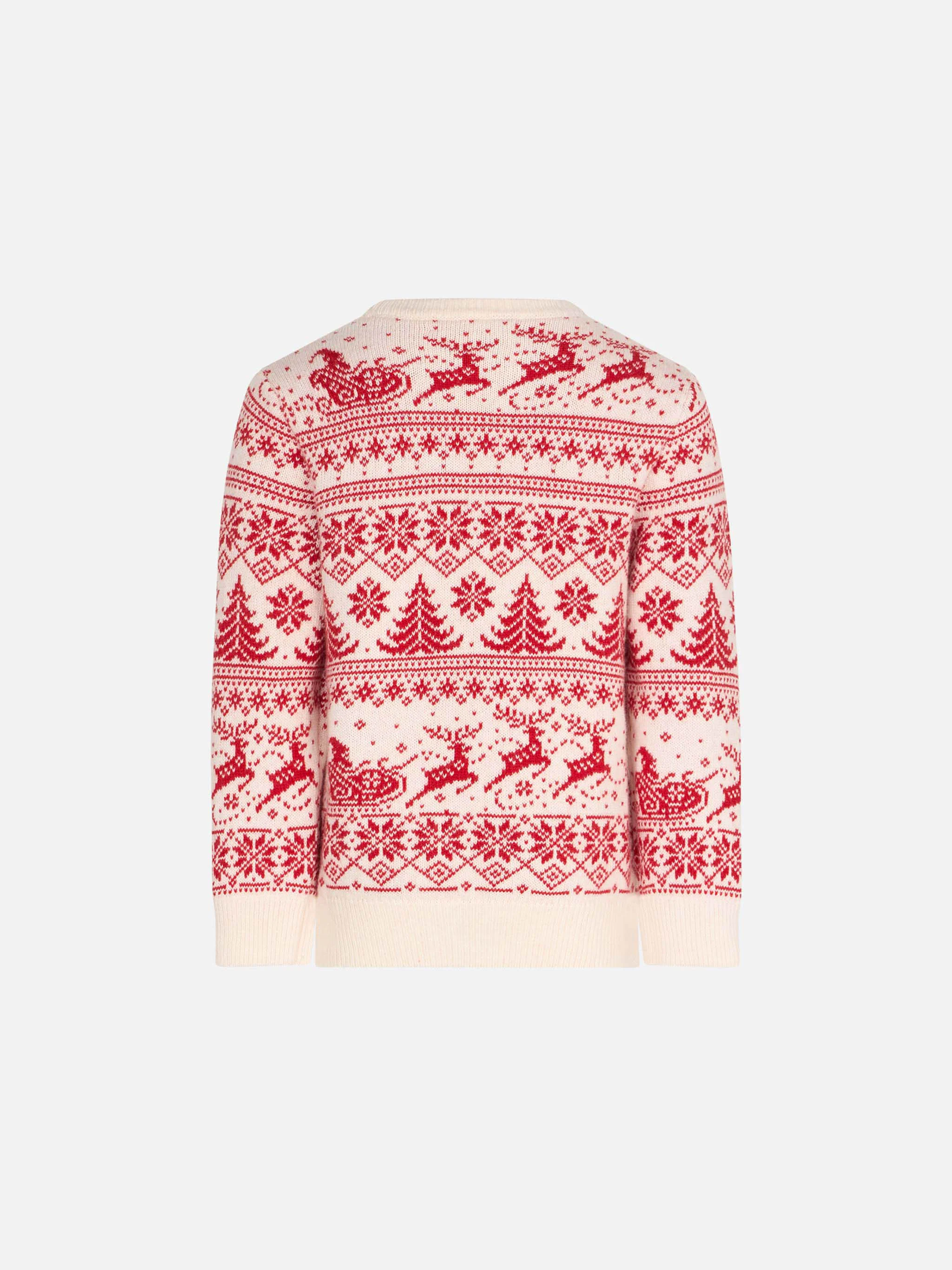 Maglione bianco da bambino girocollo con fantasia natalizia - Image 2