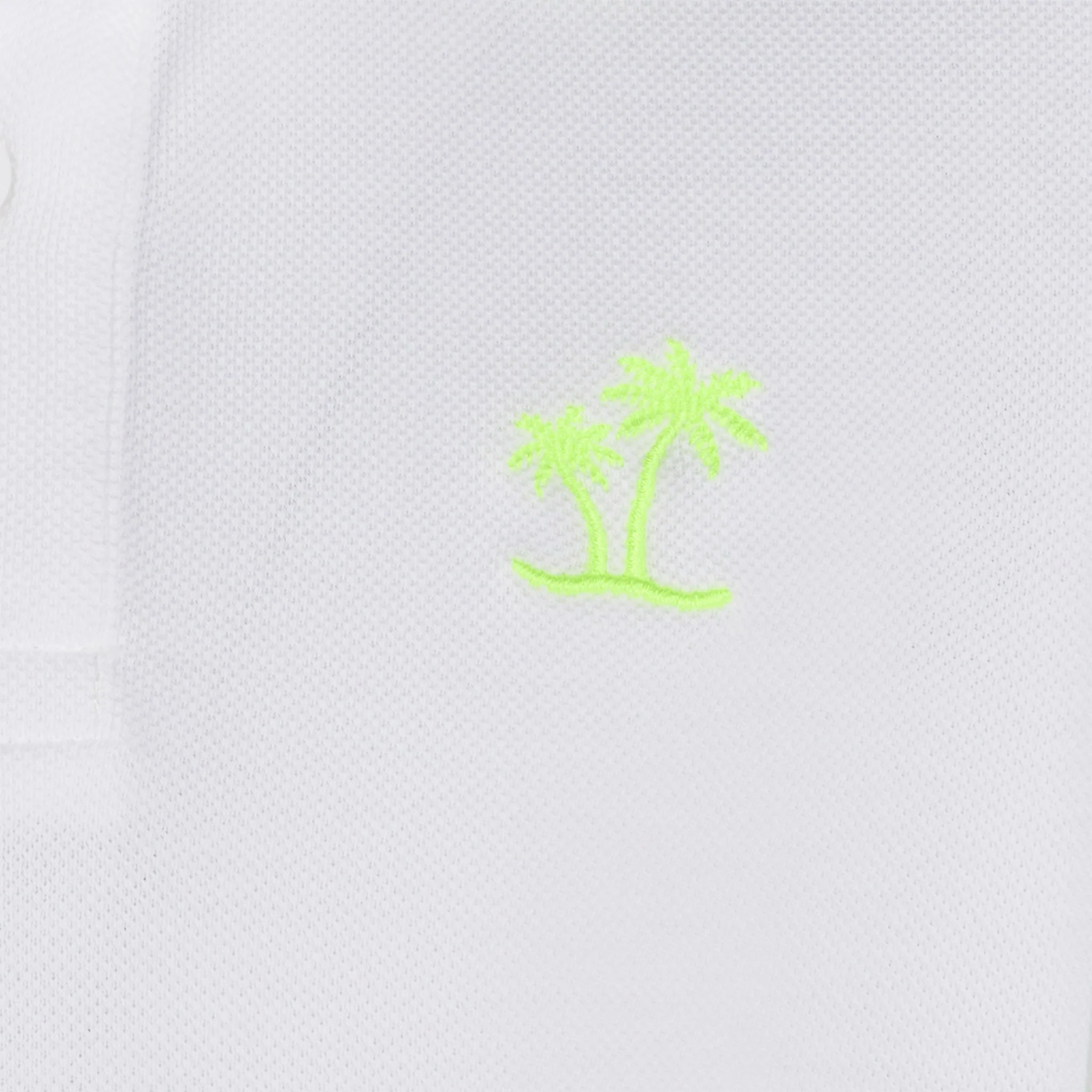 Polo da bambino in piquet bianco con logo St. Barth giallo fluo - Image 2