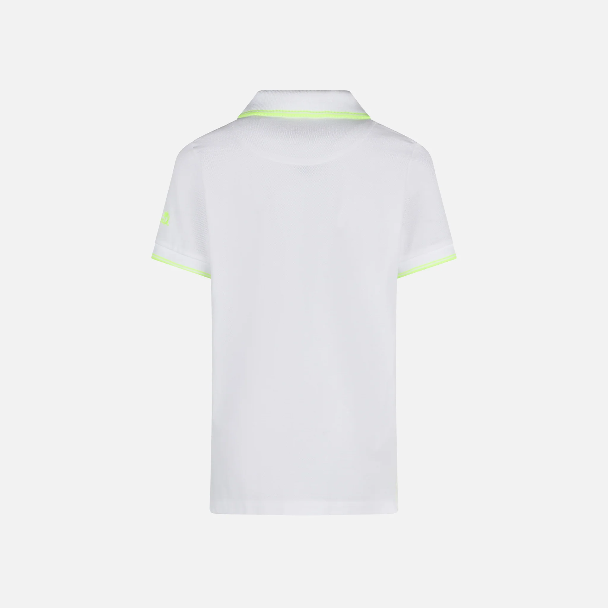 Polo da bambino in piquet bianco con logo St. Barth giallo fluo - Image 3