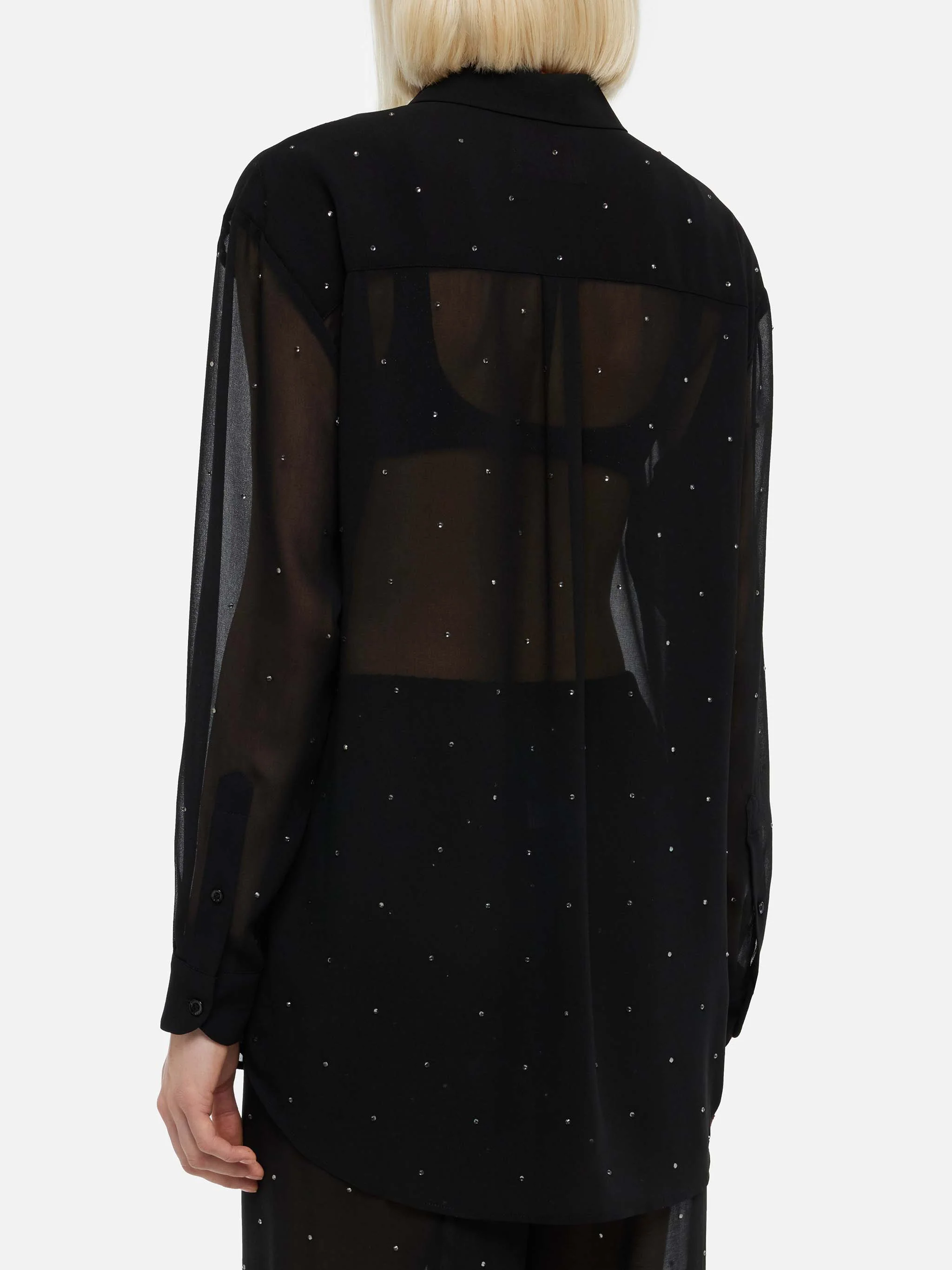 Brigitte camicia in georgette nera con strass - Image 4