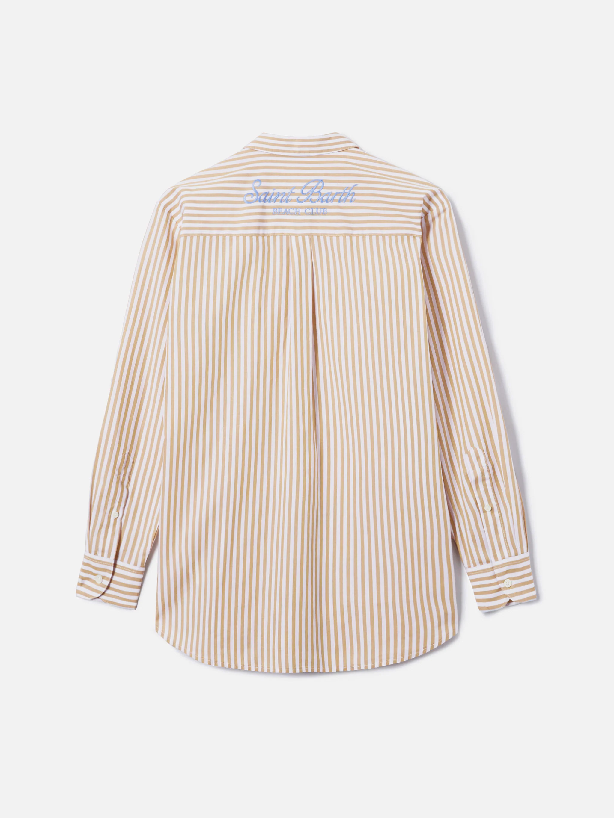Camicia Brigitte in cotone a righe beige con ricamo Sport Club - Image 6