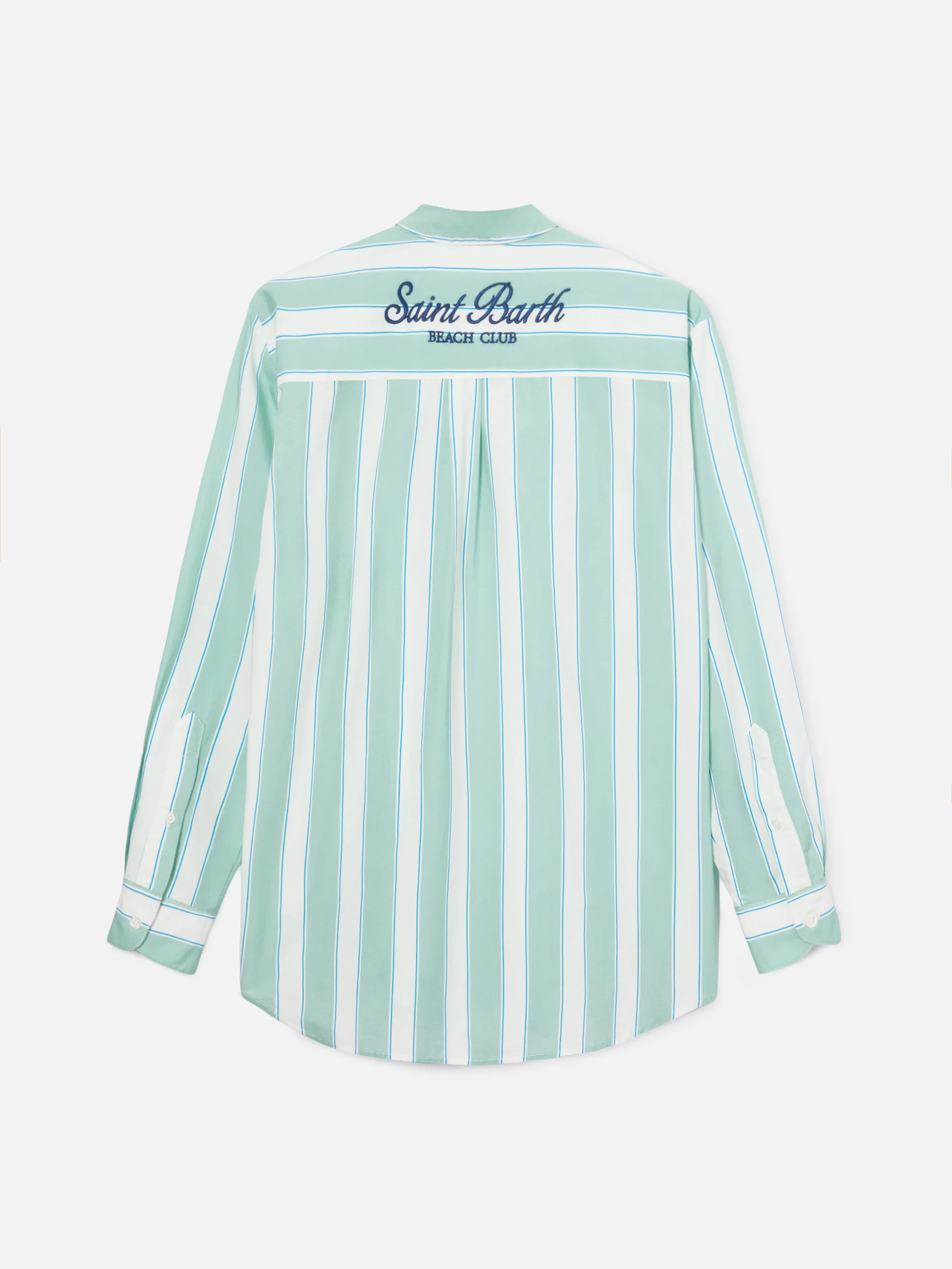 Camicia Brigitte in cotone a righe verdi con ricamo Sport Club - Image 6